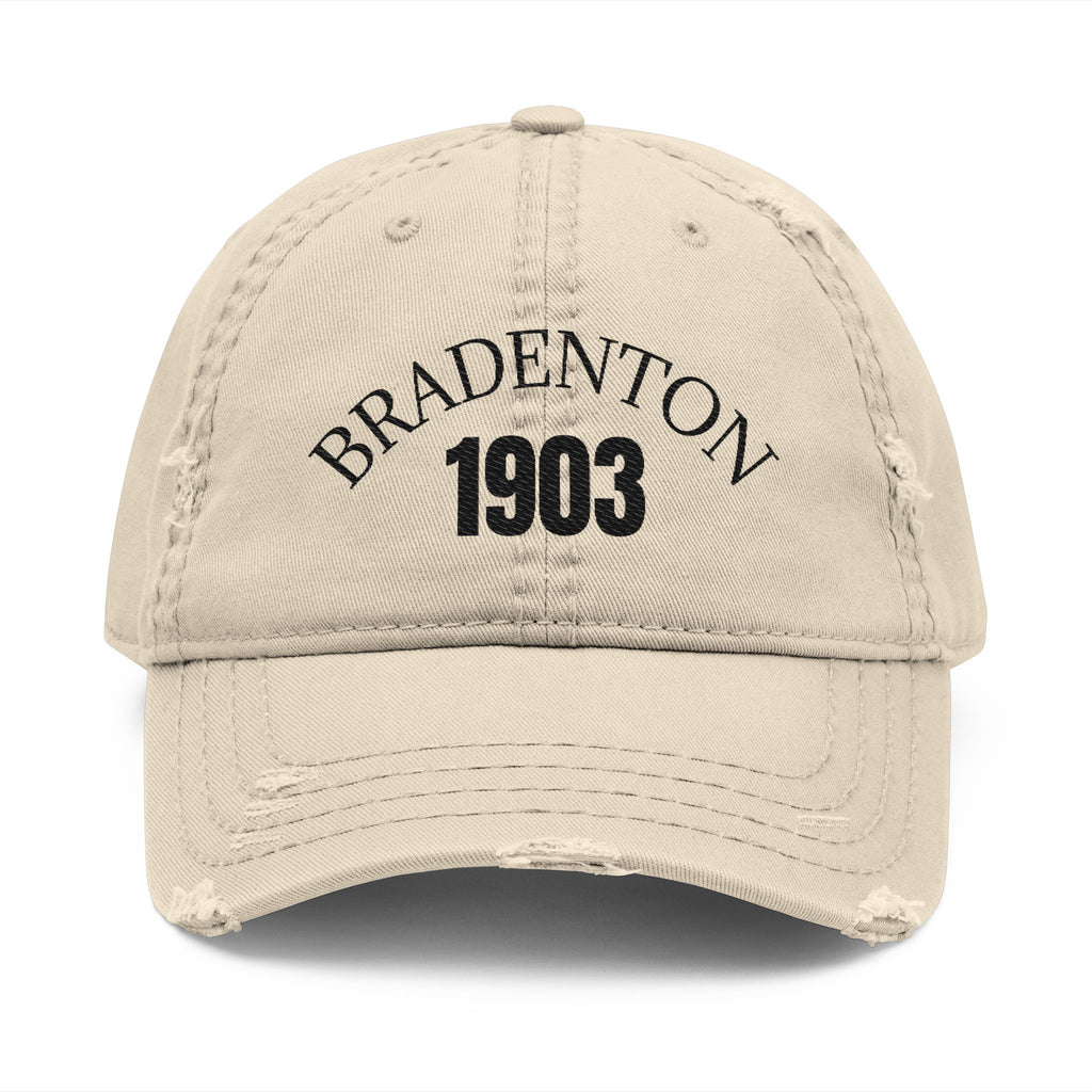 92 - 1903 Bradenton Embroidered Distressed Dad Hat - Embroidered Vintage Beach Cap