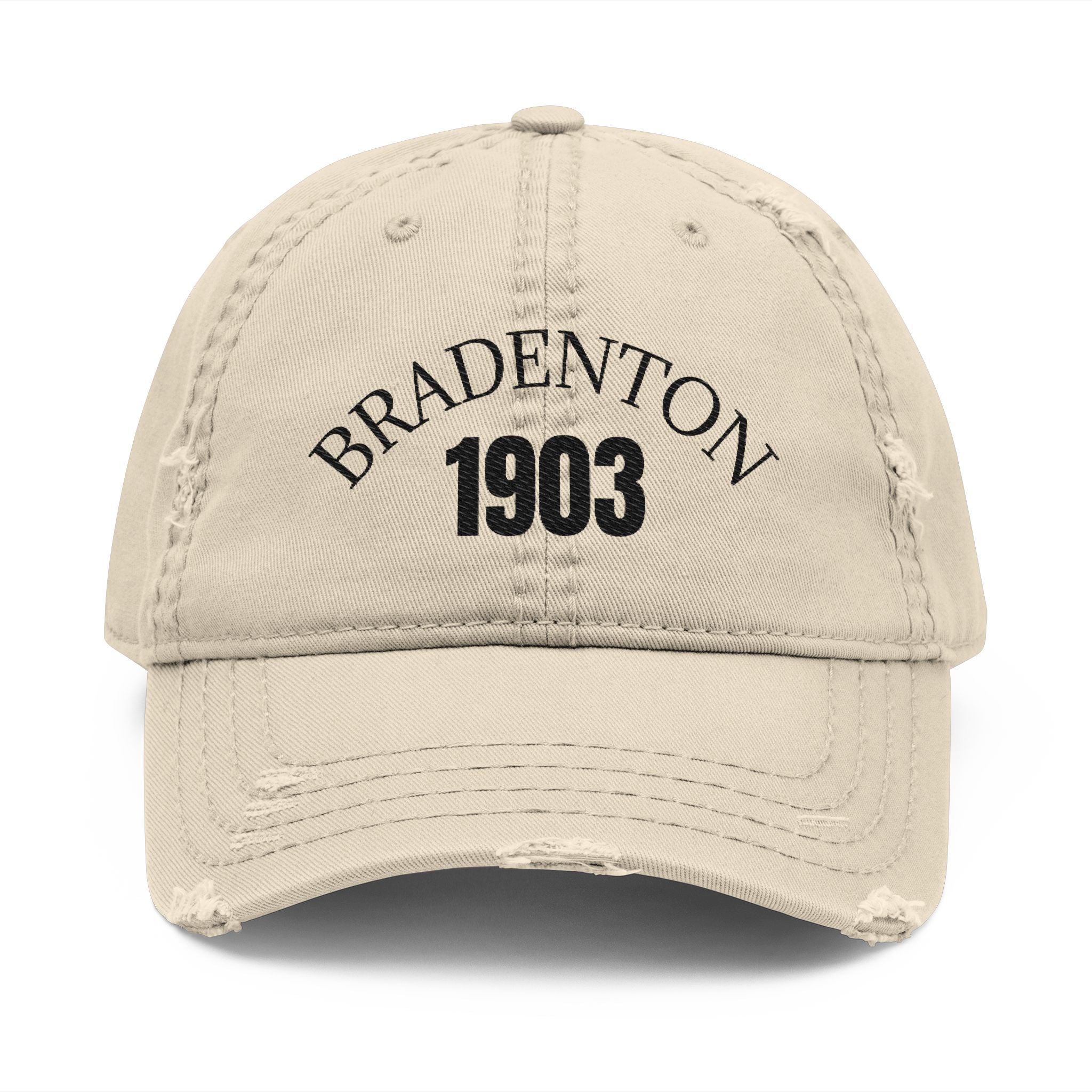 92 - 1903 Bradenton Embroidered Distressed Dad Hat - Embroidered Vintage Beach Cap
