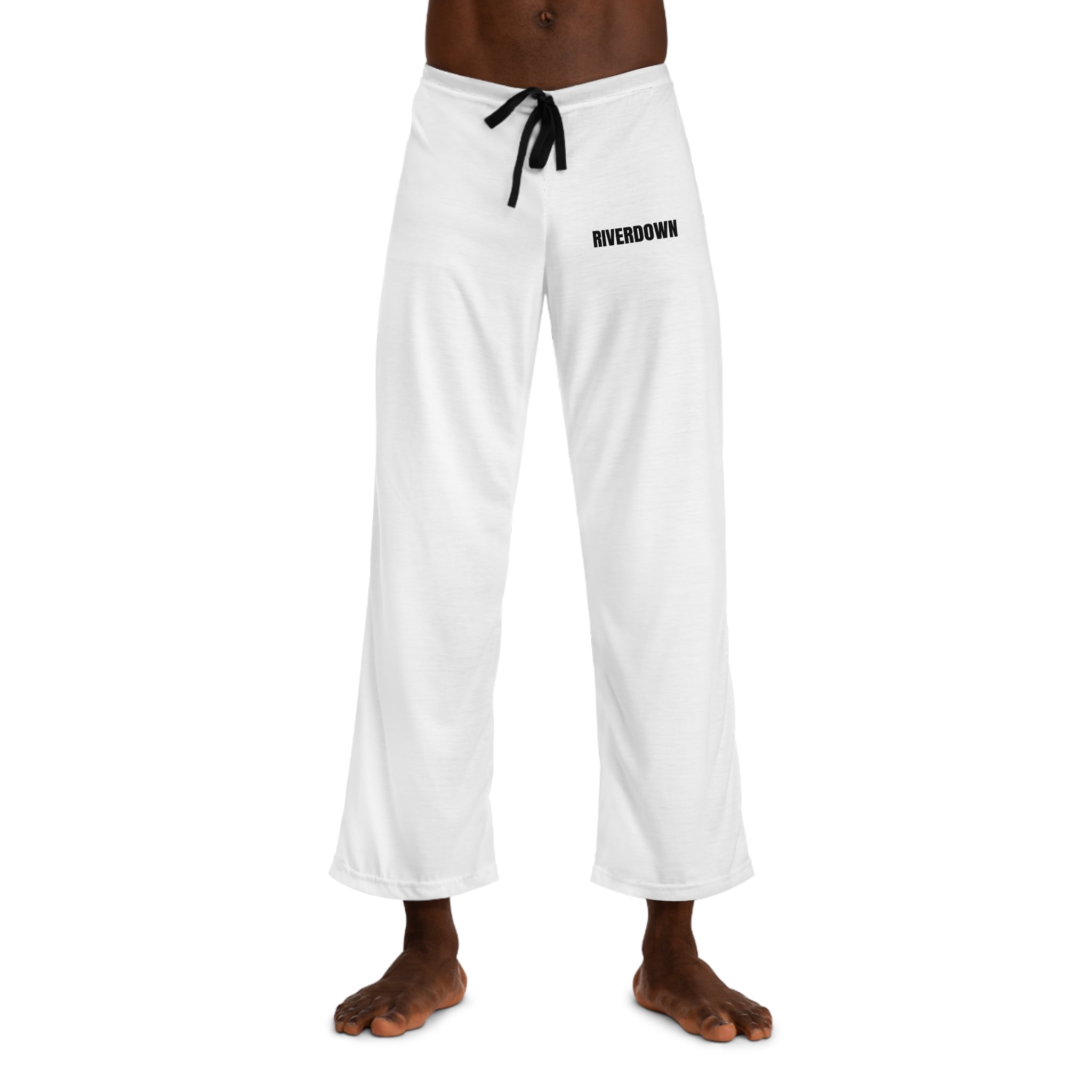 6 - Pants Pajamas Monogram White Men’s Pajama Pants — Relaxed Lounge Sleepwear with ‘R/D’ Pocket Print