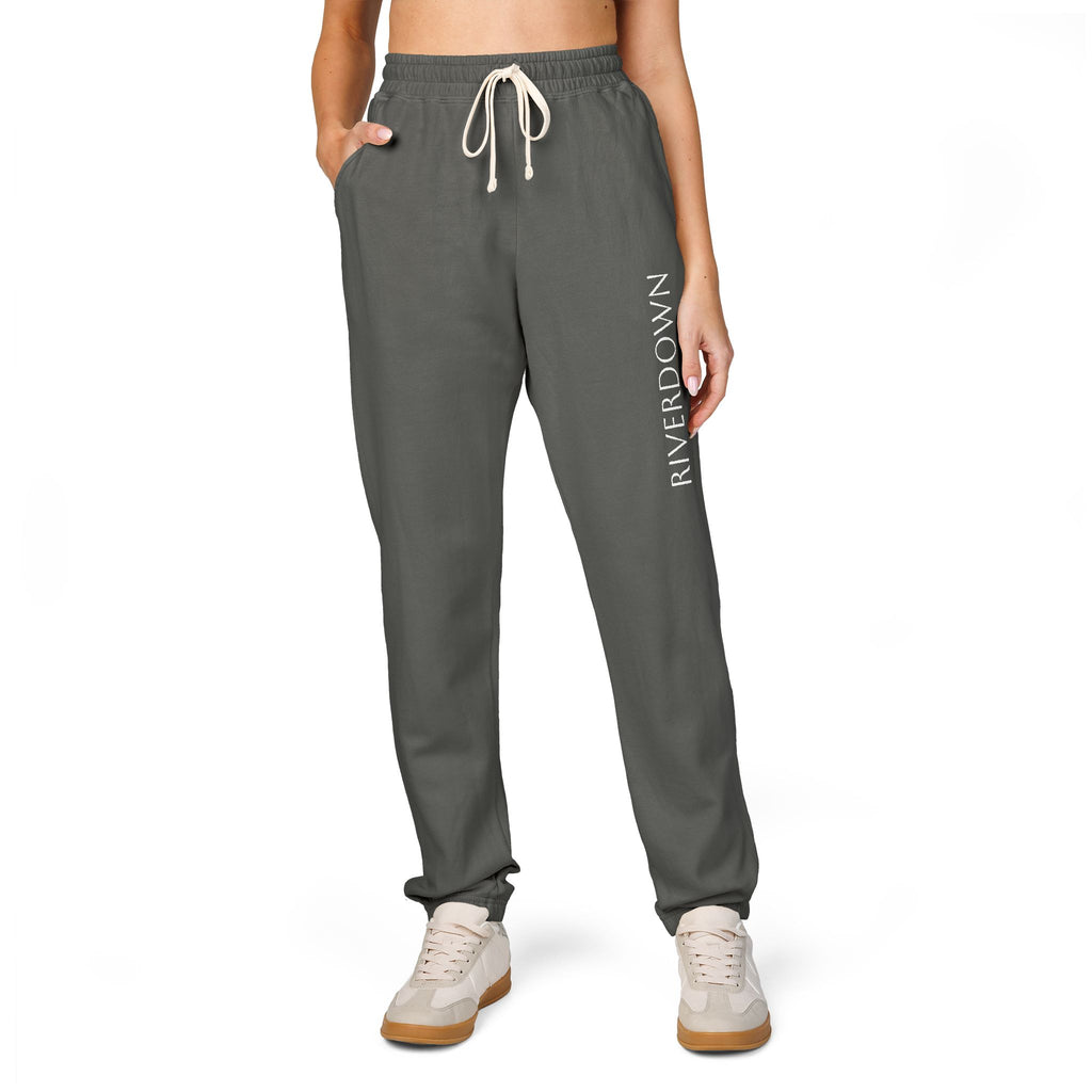 6 - Pants Sweats Vertical Script Multi Colors Joggers — Cozy Garment-Dyed Fleece Sweatpants with Side Text
