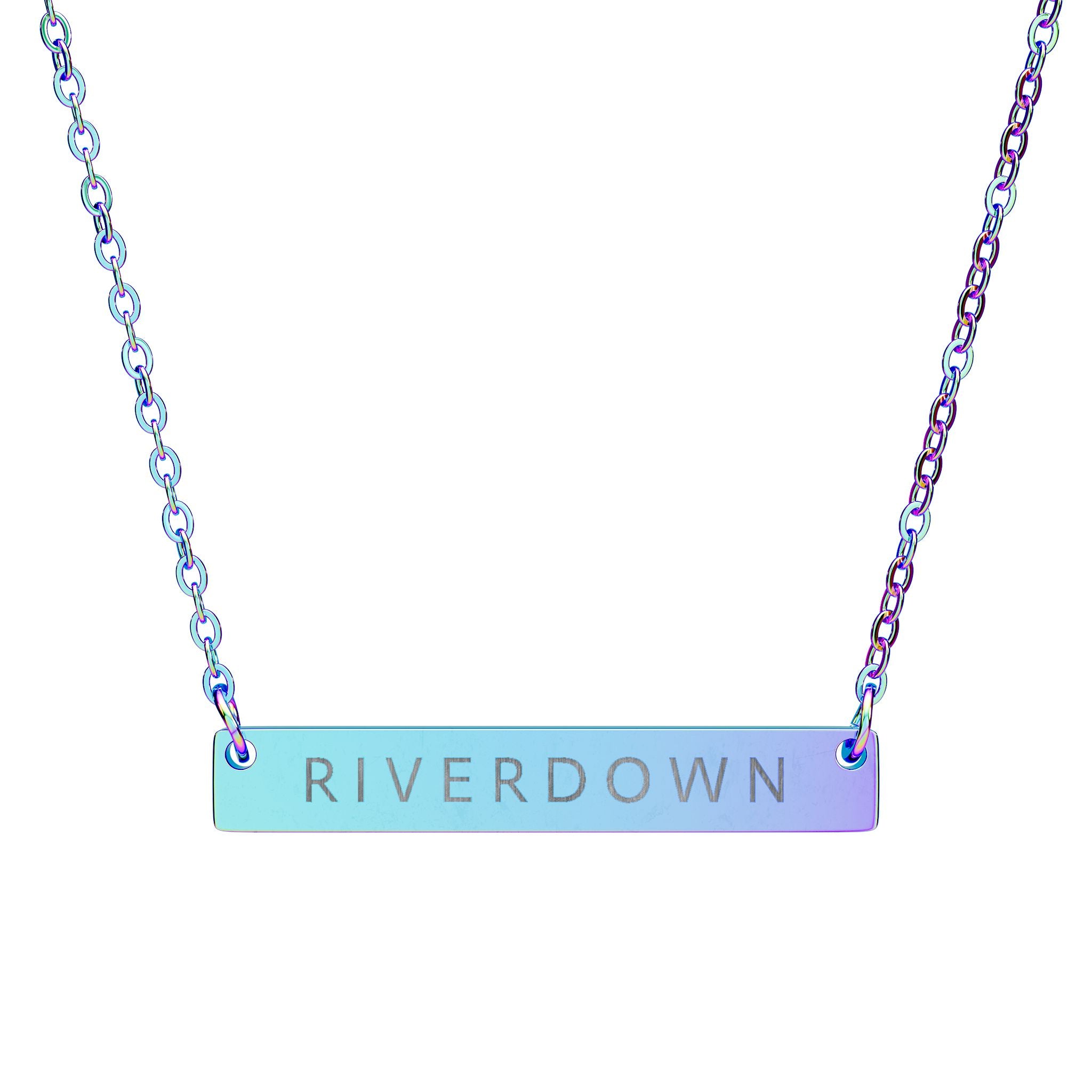927 - Engraved Horizontal Bar Necklace — Personalized Name Plate Pendant