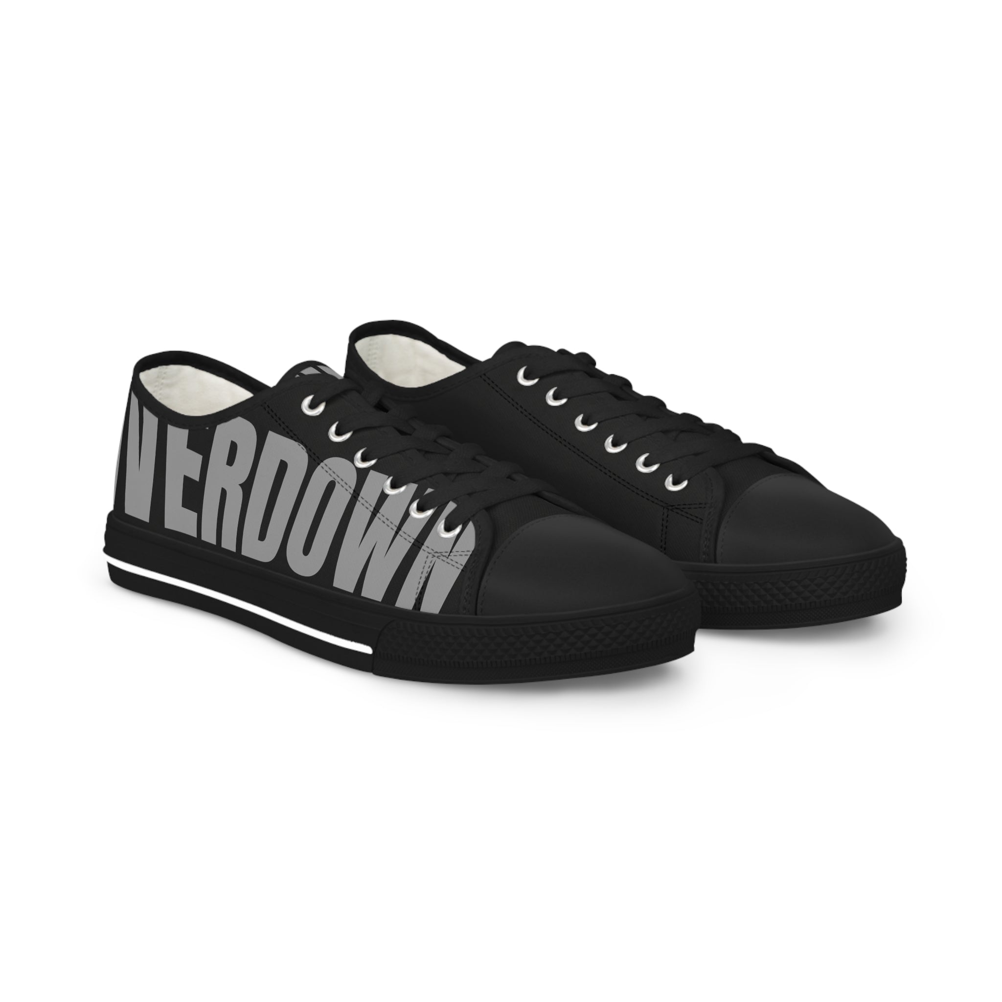 81 - Men's Black Low Top Sneakers — Black & White Graphic Canvas