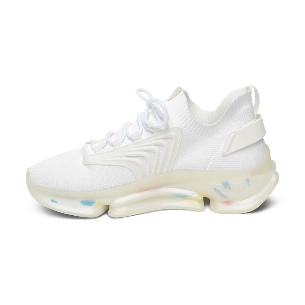 81 - Women’s White Mesh Sneakers – Lightweight Breathable Athletic Shoes with Color-Accent Sole