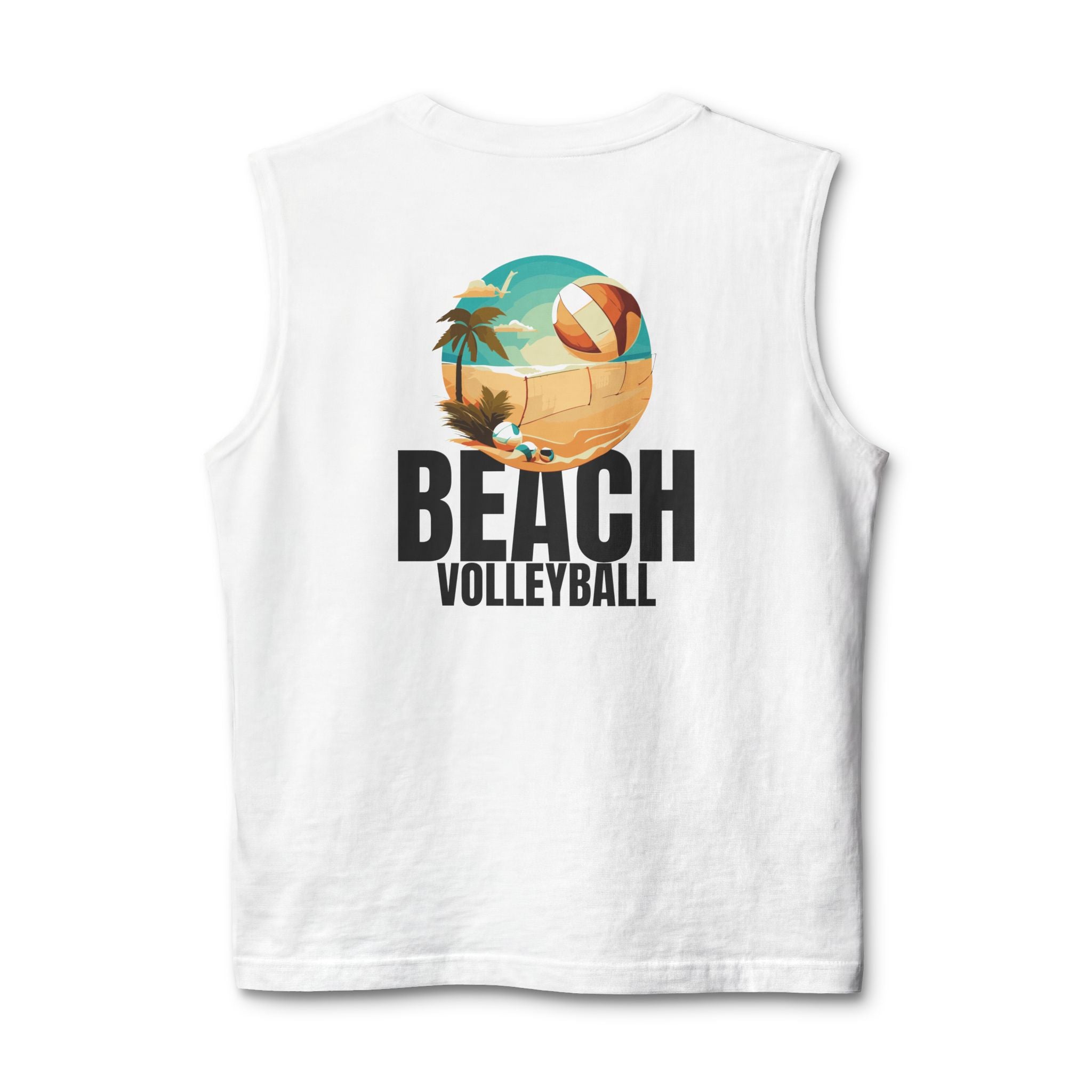 14 - Beach Volleyball Muscle Tank — Retro Palm Court Summer Tank Top