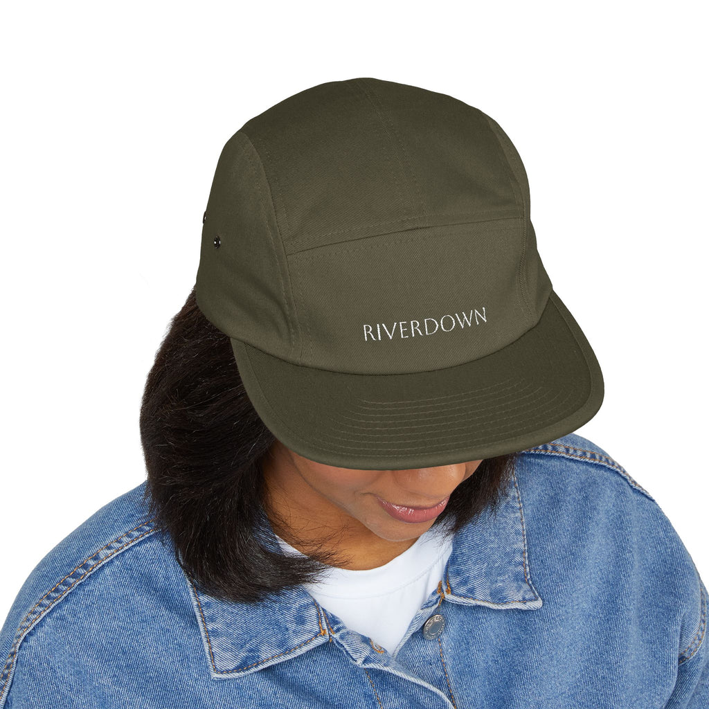 92 - Riverdown Embroidered 5-Panel Cap — Minimal Logo Hat for Everyday Wear