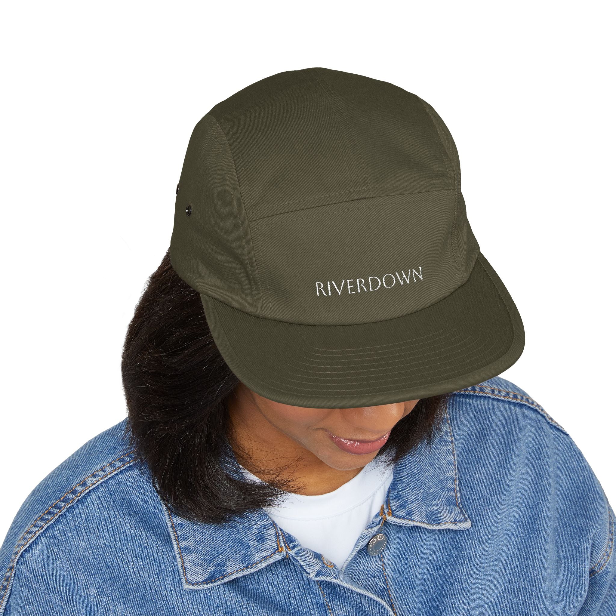 92 - Riverdown Embroidered 5-Panel Cap — Minimal Logo Hat for Everyday Wear