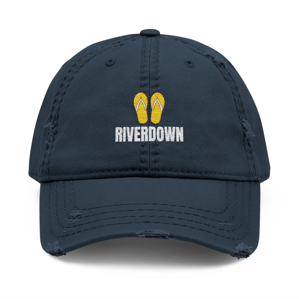 92 - Sandals - Distressed Embroidered Dad Hat — Flip Flop & 'Avgrown' Logo