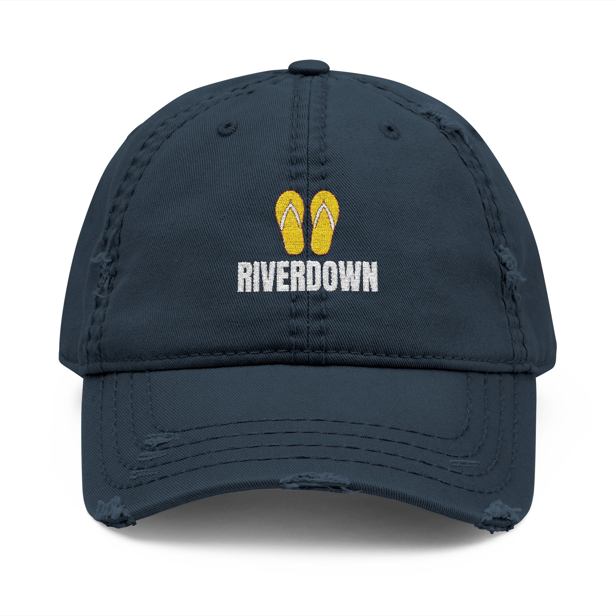 92 - Sandals - Distressed Embroidered Dad Hat — Flip Flop & 'Avgrown' Logo