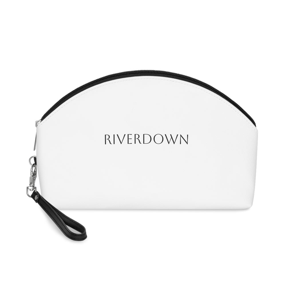 926 - Riverdown Minimalist Makeup Bag — White Cosmetic Pouch with Wrist Strap