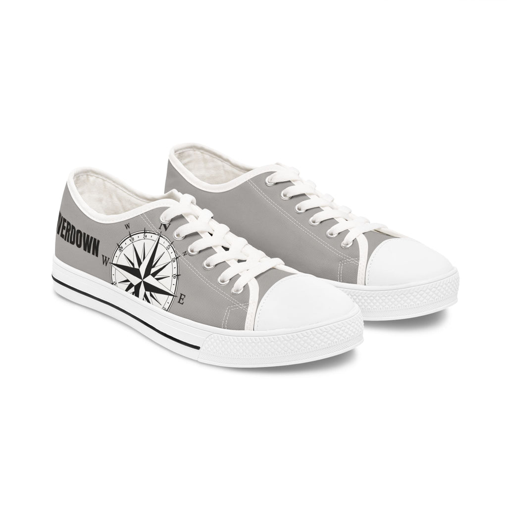 81 - Women’s Compass Low Top Sneakers — Nautical Compass Graphic Casual Canvas Shoes