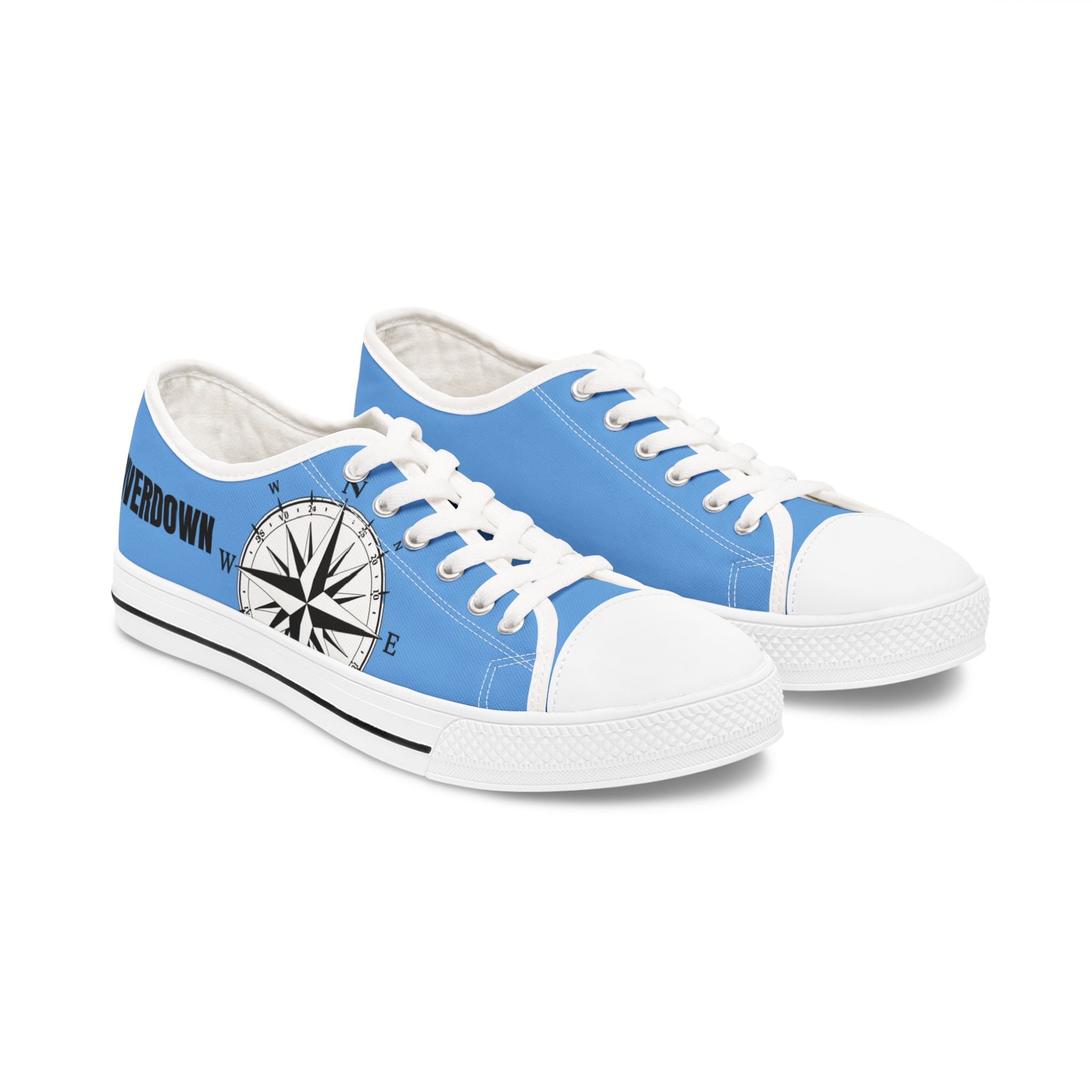 81 - Women’s Compass Low Top Sneakers — Nautical Compass Graphic Casual Canvas Shoes