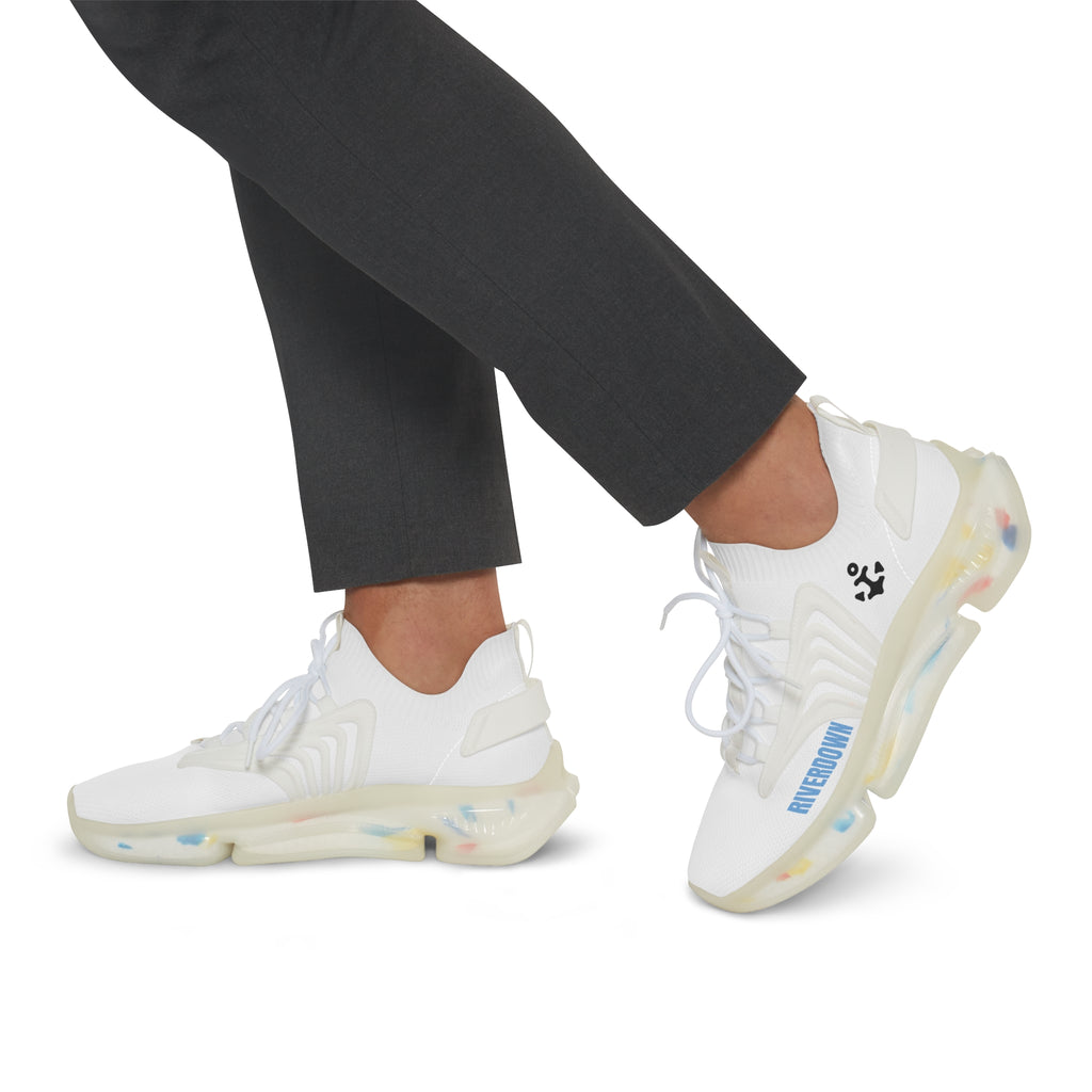 81 - Men's White Mesh Sneakers — Lightweight Breathable Athletic Shoes with 'RIVERDOWN' Accent