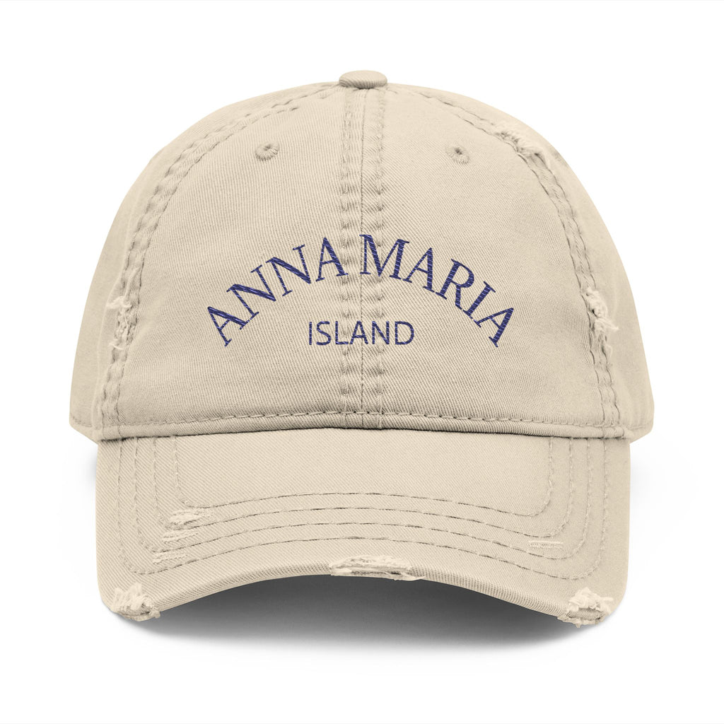92 - Anna Maria Island Embroidered Distressed Dad Hat - Embroidered Vintage Beach Cap