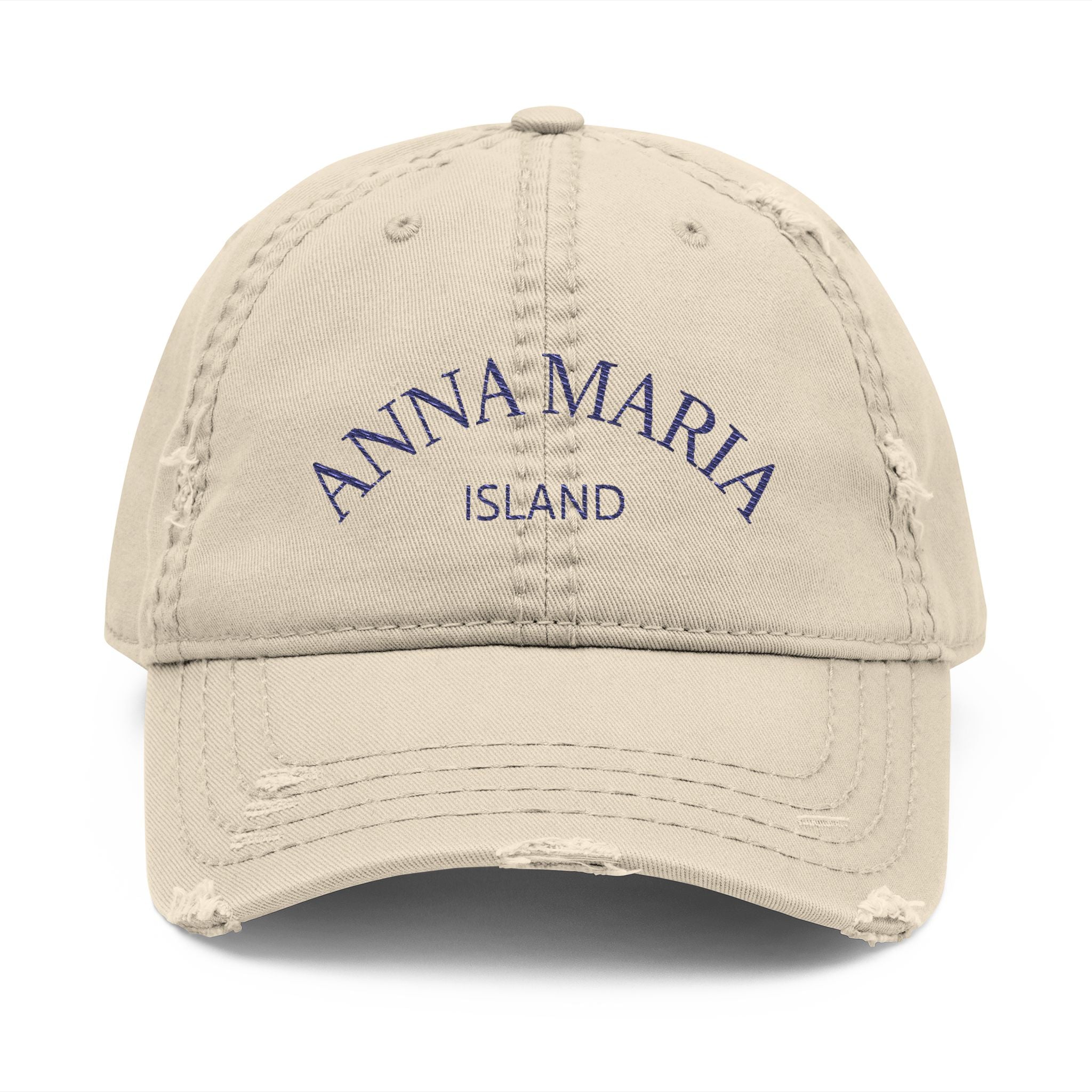 92 - Anna Maria Island Embroidered Distressed Dad Hat - Embroidered Vintage Beach Cap