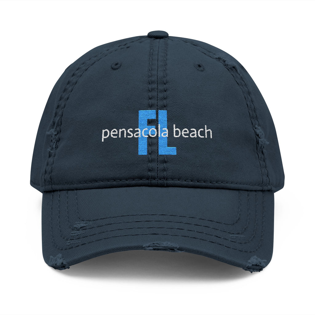 935 - Pensacola Beach Embroidered Distressed Dad Hat - Embroidered Vintage Beach Cap