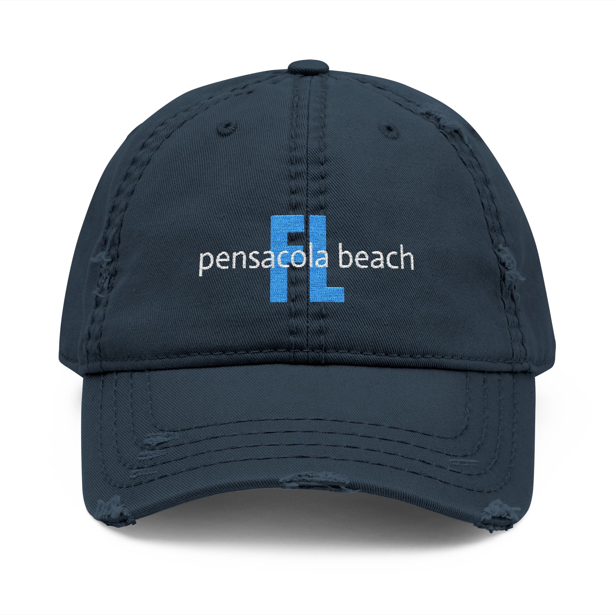 935 - Pensacola Beach Embroidered Distressed Dad Hat - Embroidered Vintage Beach Cap