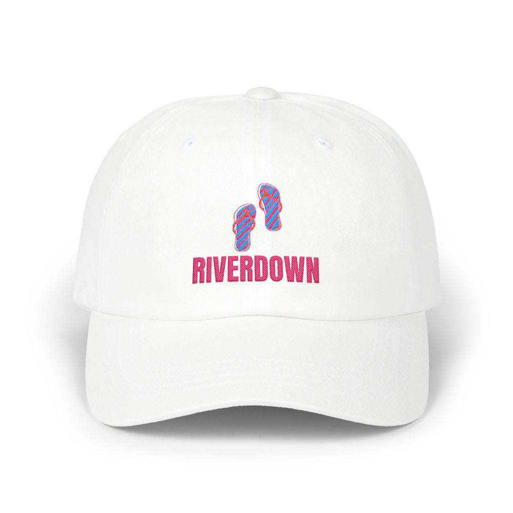 92 - Sandals Pink - Dad Cap — Riverdown Flip-Flop Logo Embroidered Hat