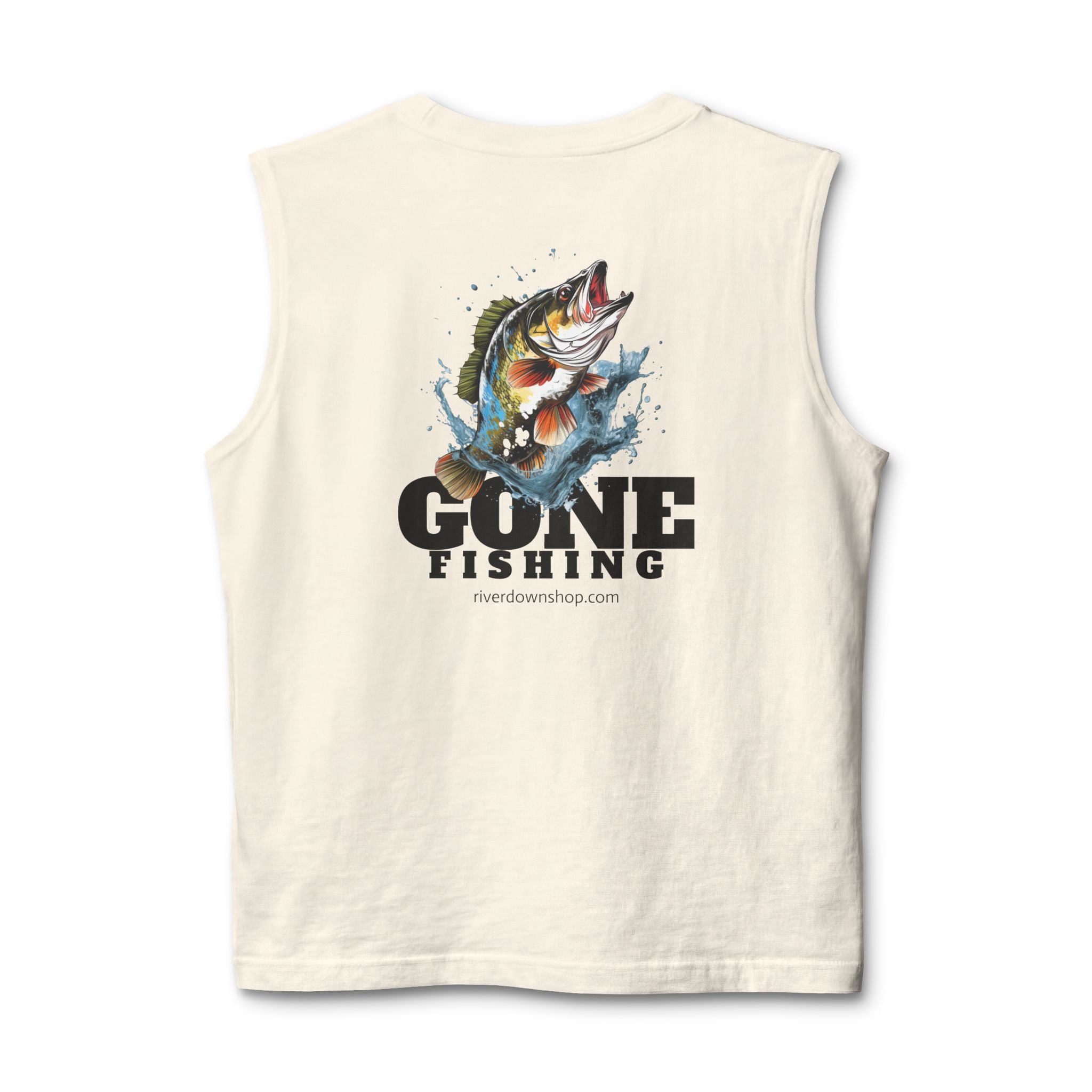 14 - Gone Fishing Muscle Tank — Retro Palm Court Summer Tank Top