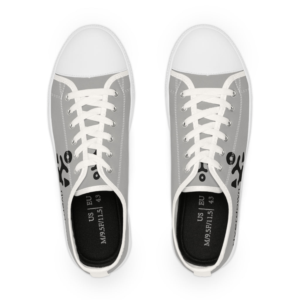 81 - Men's Grey Low Top Sneakers — Minimal Black Abstract Design