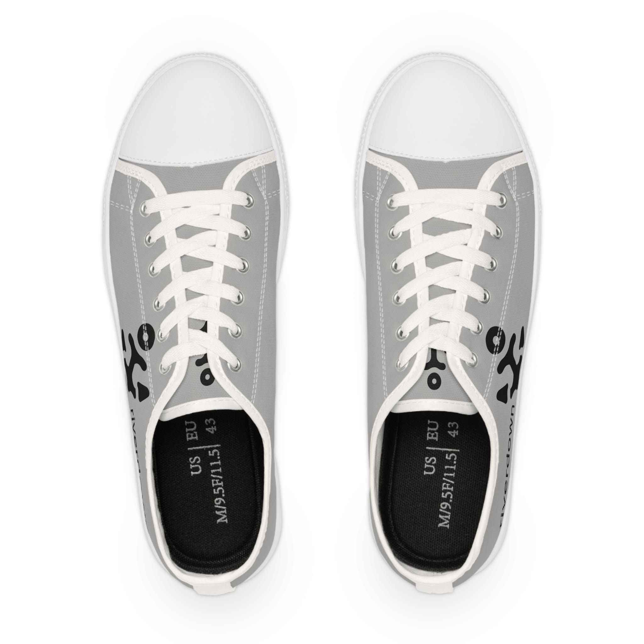 81 - Men's Grey Low Top Sneakers — Minimal Black Abstract Design