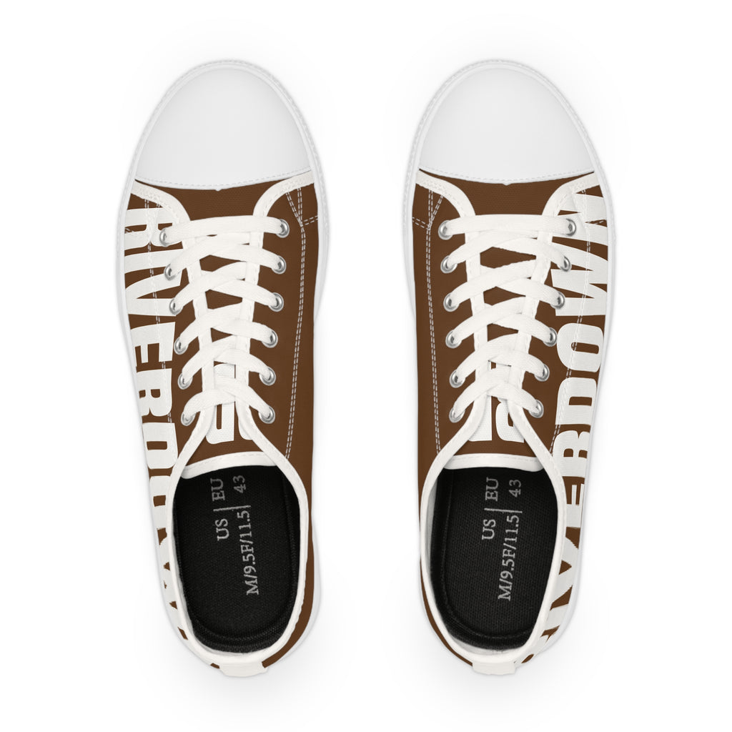 81 - Men's Brown Low Top Sneakers — Black & White Graphic Canvas