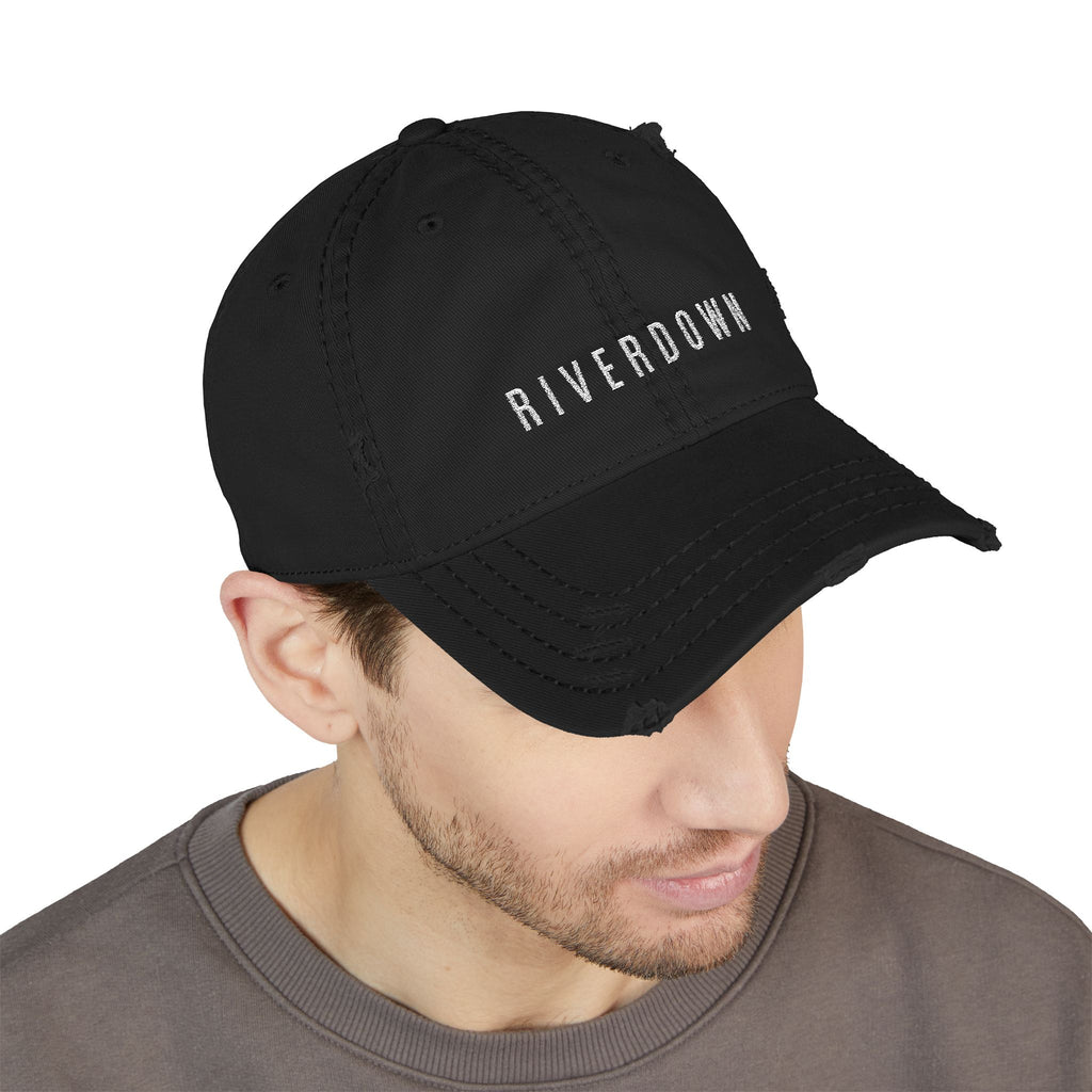 92 - Riverdown Embroidered Distressed Dad Hat - Embroidered Vintage Beach Cap