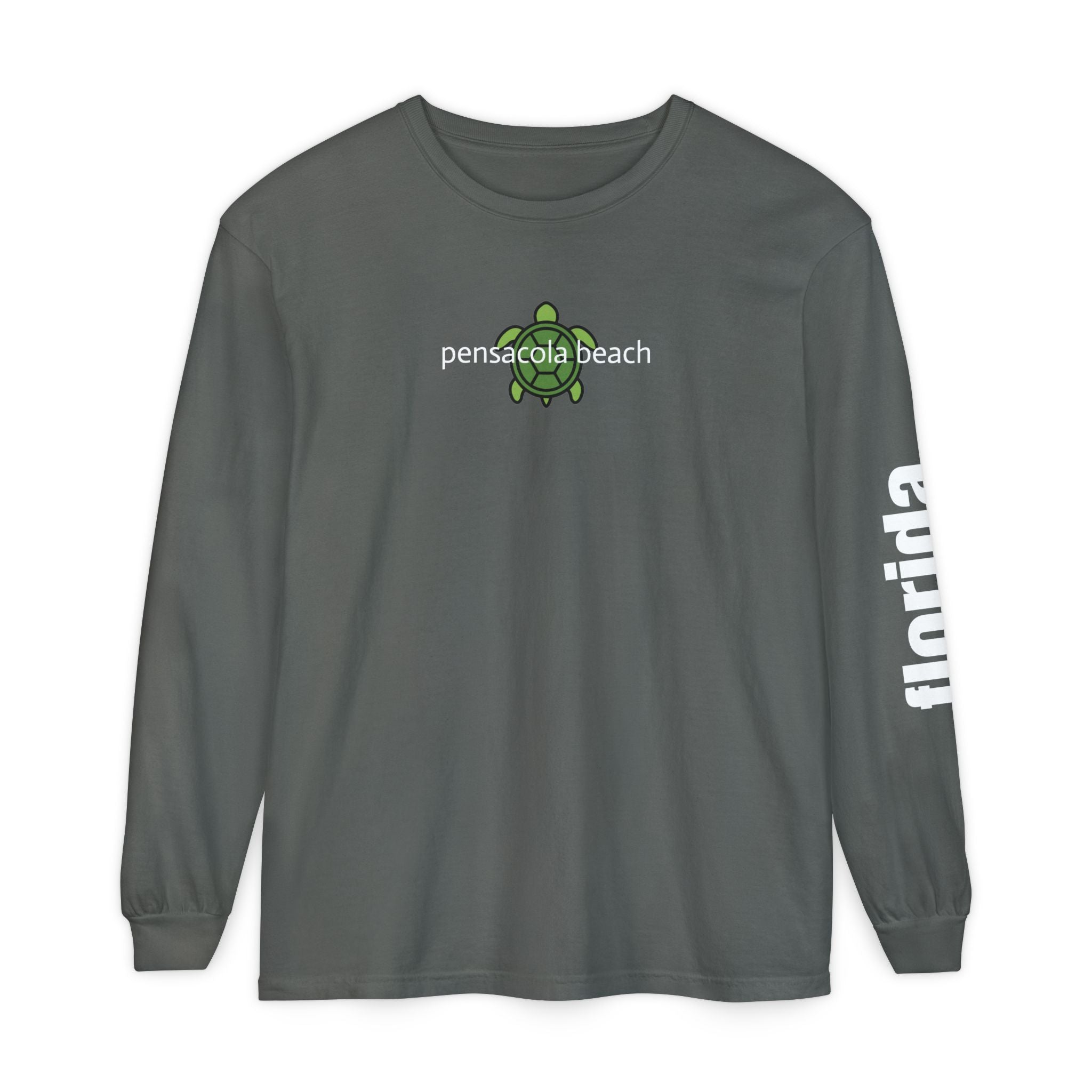932 - Long Sleeve Tee Pensacola Beach Multi Colors Sea Turtle — Florida Sleeve Graphic