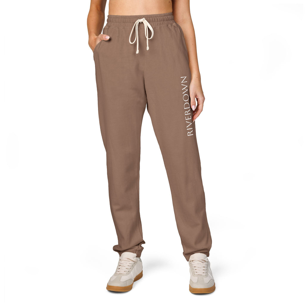 6 - Pants Sweats Vertical Script Multi Colors Joggers — Cozy Garment-Dyed Fleece Sweatpants with Side Text