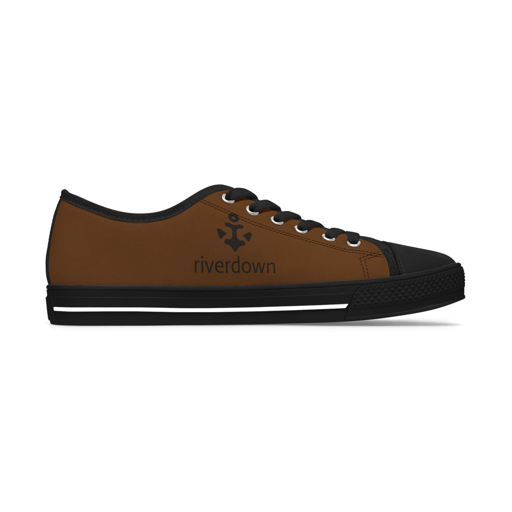 81 - Women's Sailing Anchor - Low Top Sneakers — Minimal White Canvas Shoes with Small Side Logo