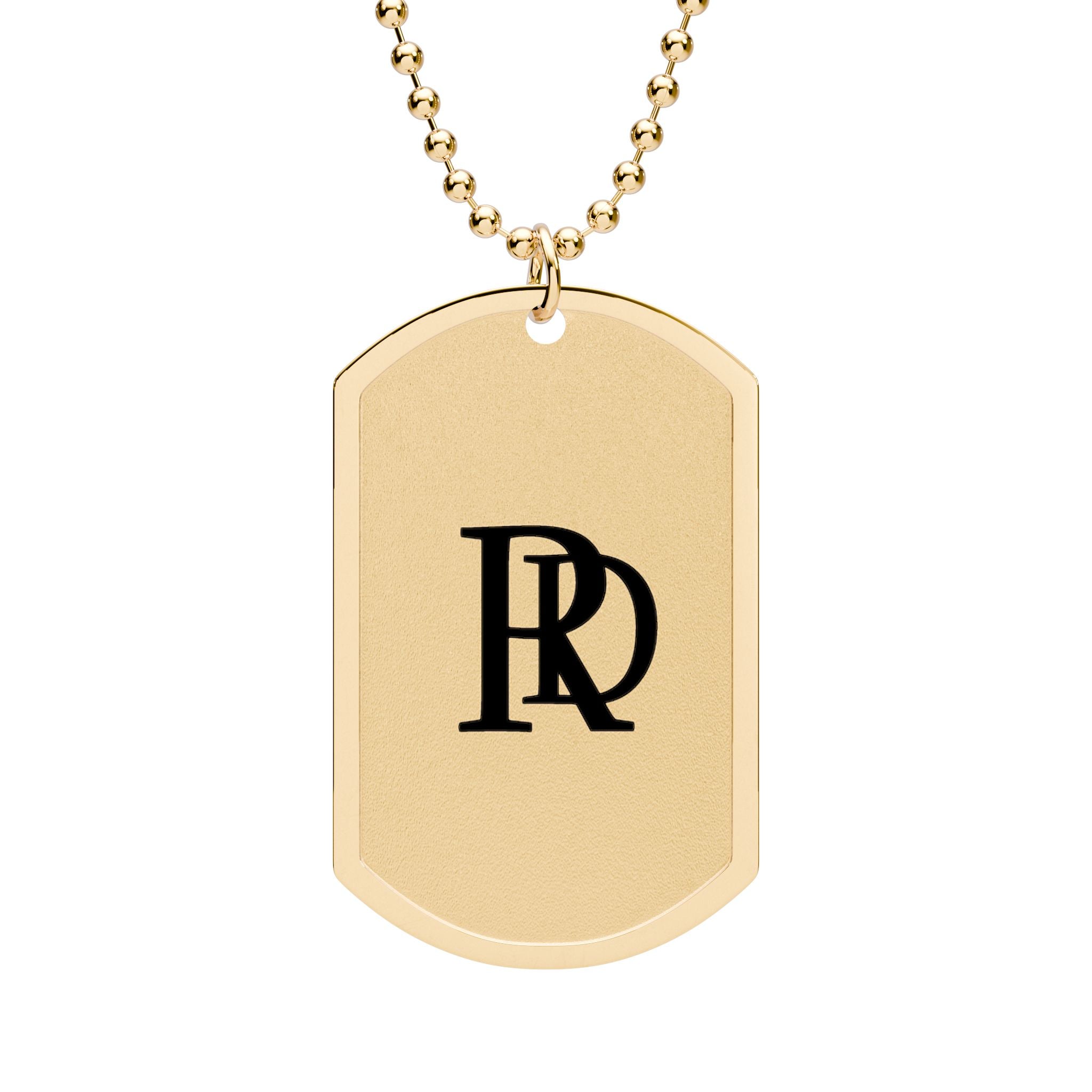 927 - RD Monogram Dog Tag Necklace — Personalized 'RD' Pendant on Chain