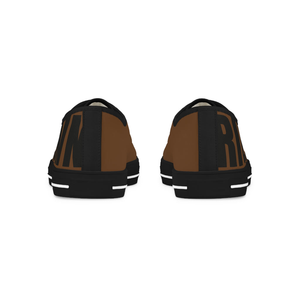 81 - Men's Brown Low Top Sneakers — Black & White Graphic Canvas