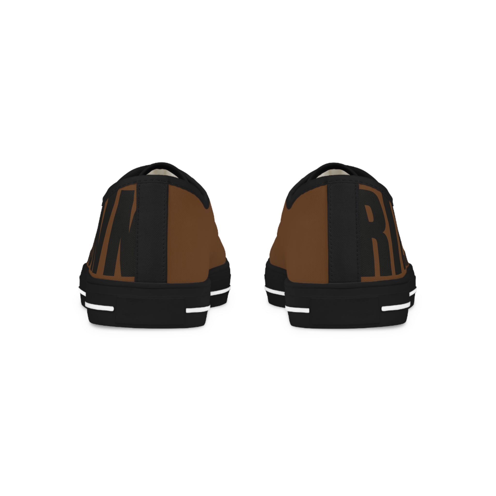81 - Men's Brown Low Top Sneakers — Black & White Graphic Canvas