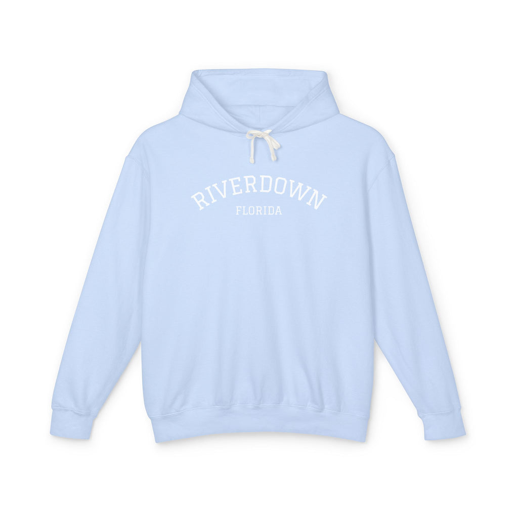 4 - Hoodie Multi Colors Collegiate Logo Hoodie — Lightweight Pastel Blue Sweatshirt