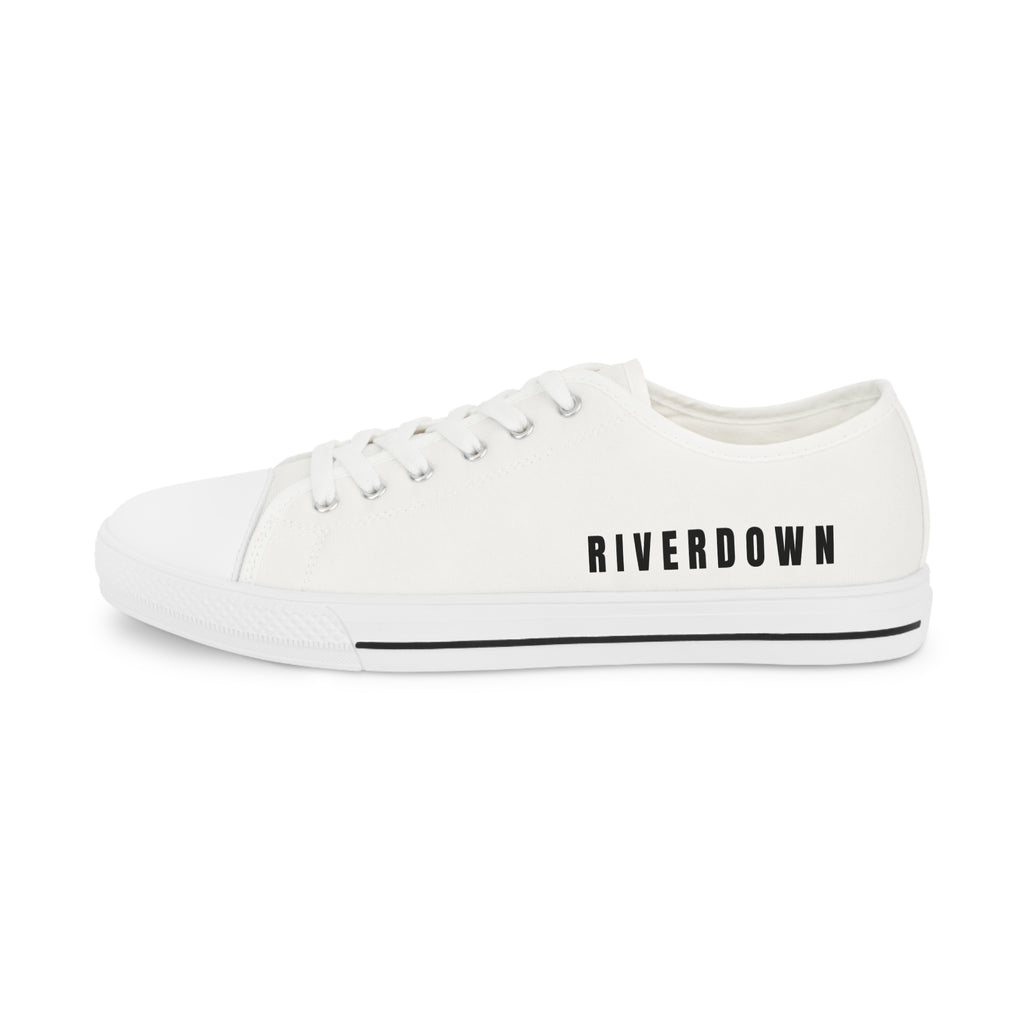 81 - Men's White Cap Low-Top Sneakers — Casual Canvas Trainers