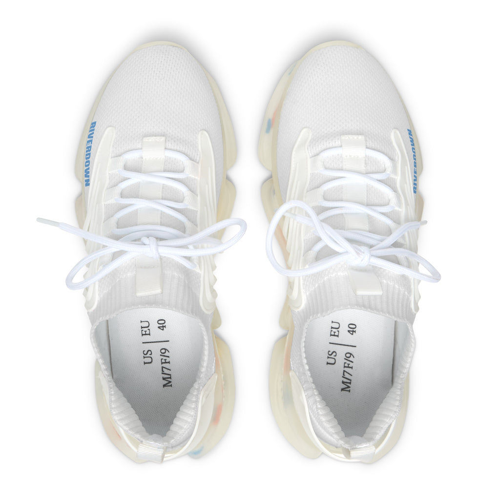 81 - Women’s White Mesh Sneakers – Lightweight Breathable Athletic Shoes with Color-Accent Sole