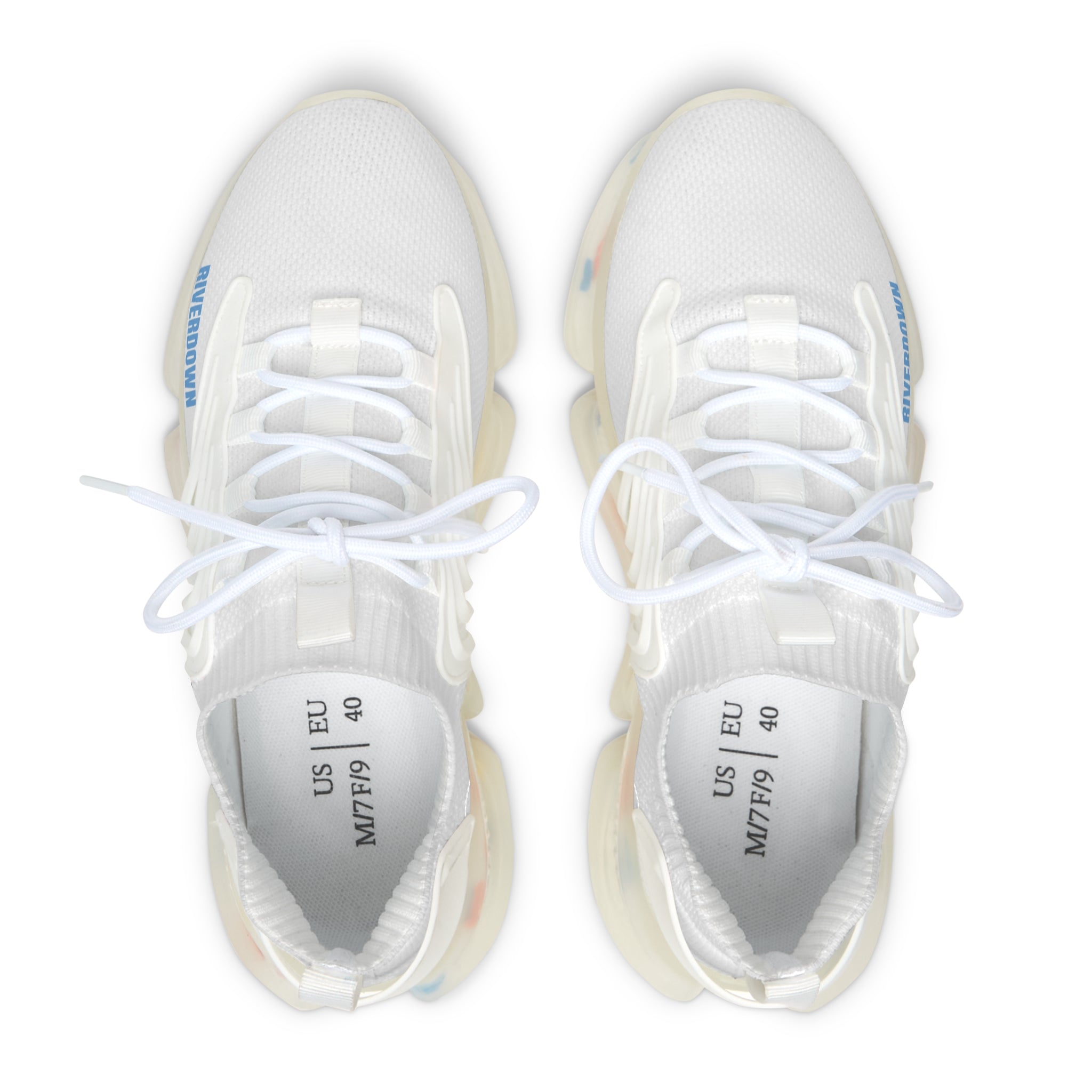 81 - Women’s White Mesh Sneakers – Lightweight Breathable Athletic Shoes with Color-Accent Sole