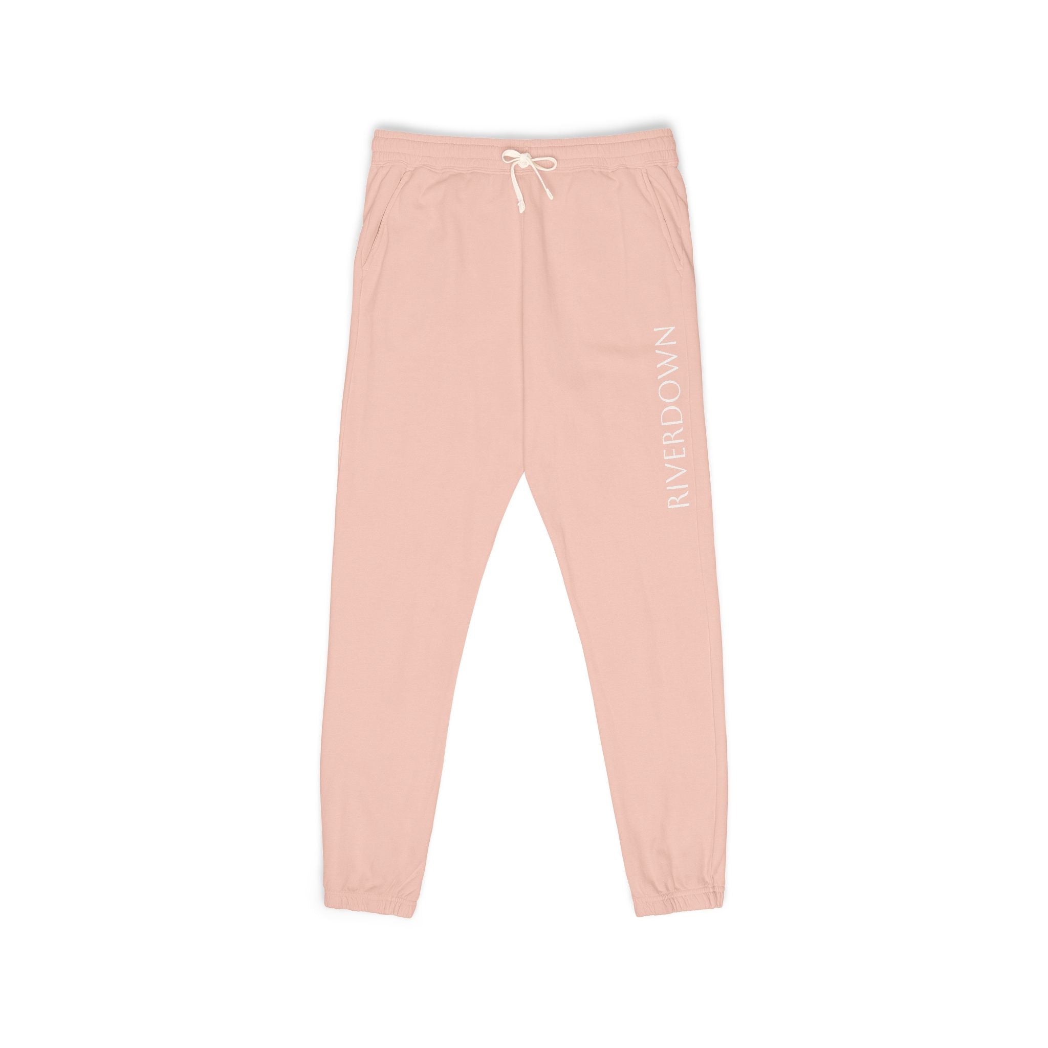 6 - Pants Sweats Vertical Script Multi Colors Joggers — Cozy Garment-Dyed Fleece Sweatpants with Side Text