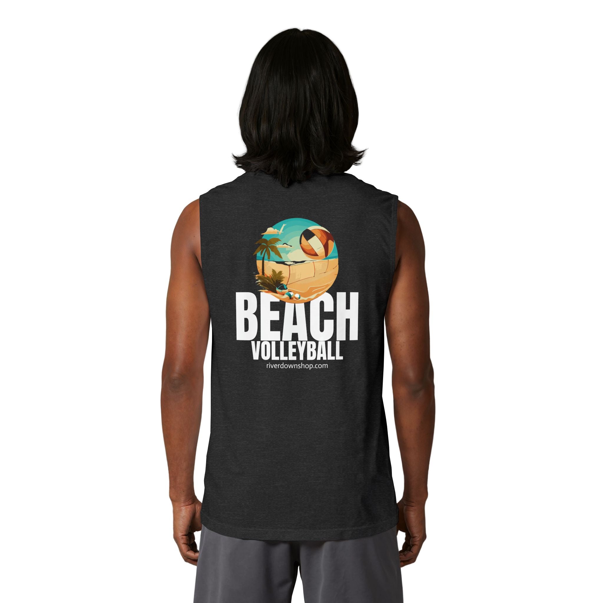14 - Beach Volleyball Muscle Tank — Retro Palm Court Summer Tank Top