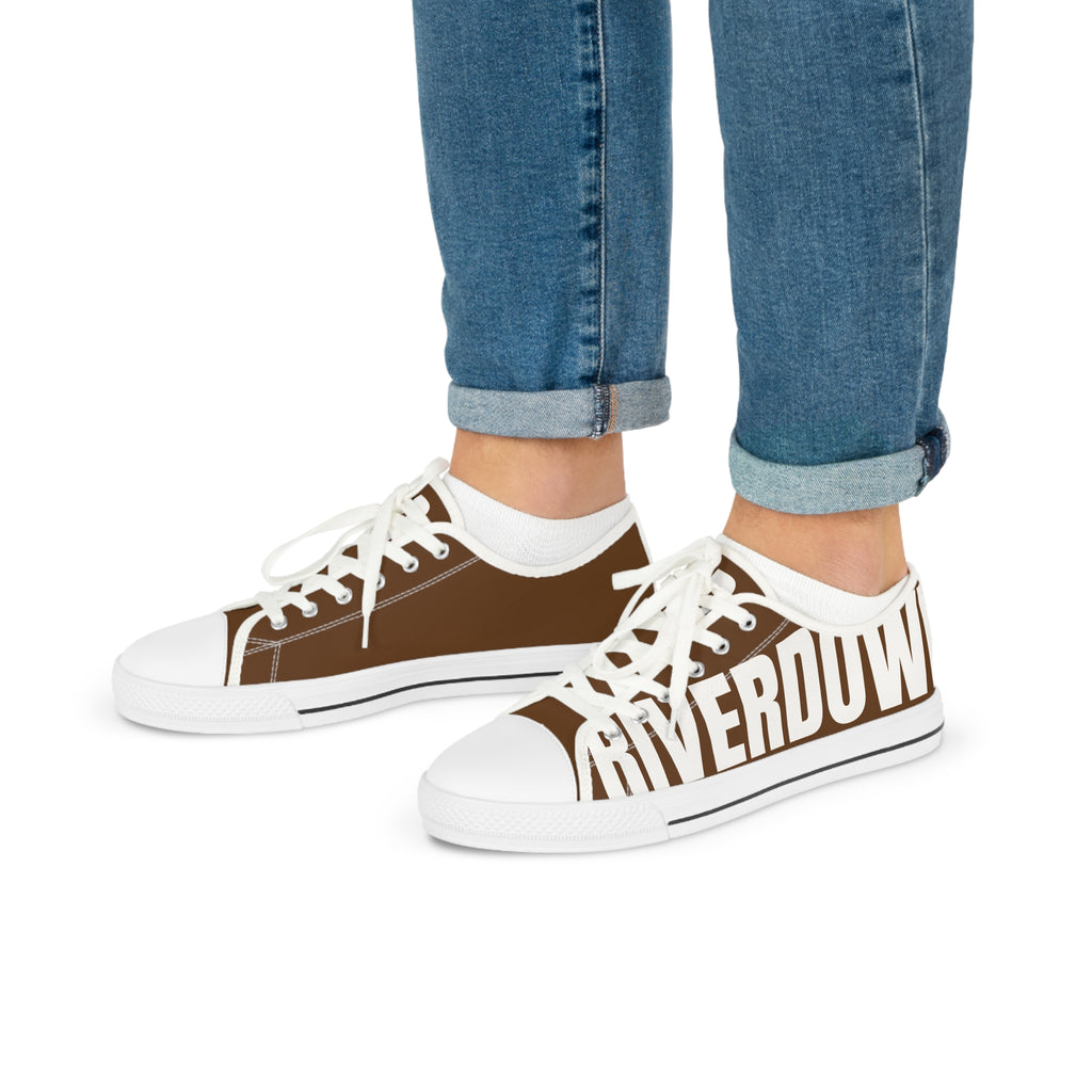 81 - Men's Brown Low Top Sneakers — Black & White Graphic Canvas