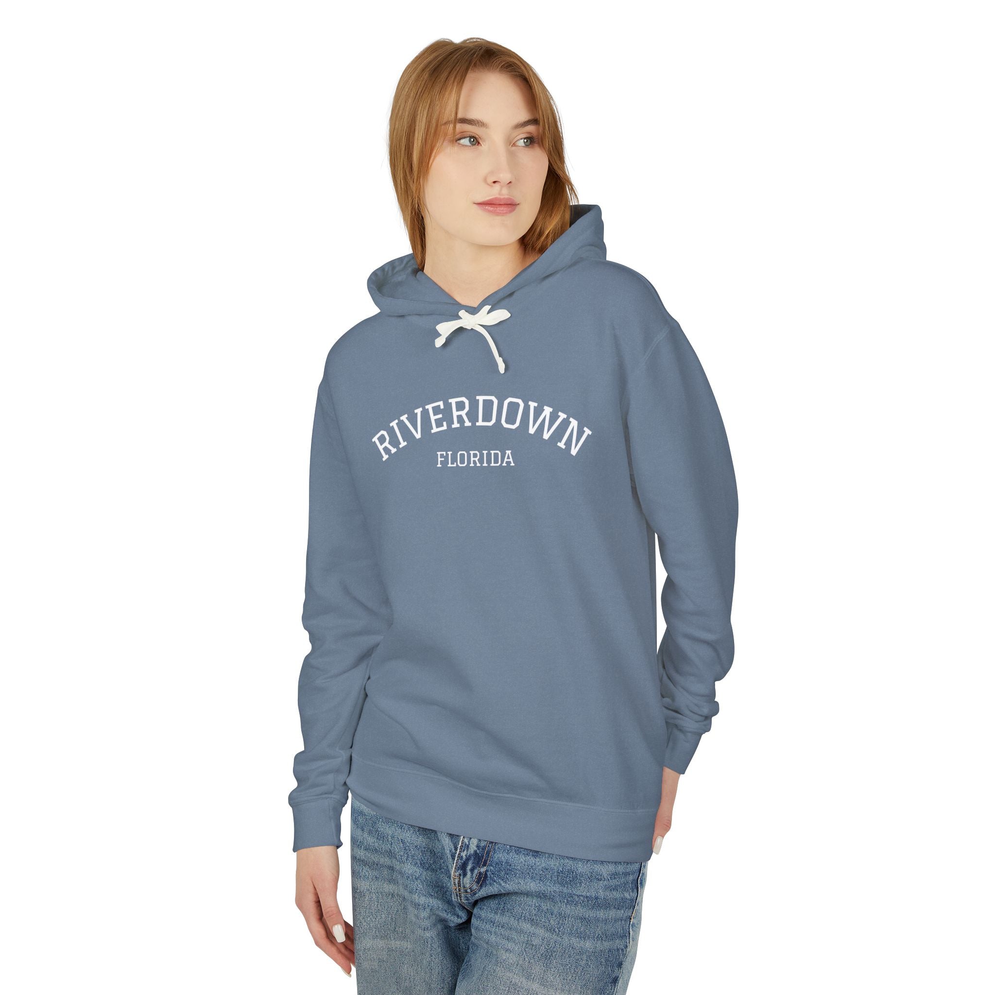 4 - Hoodie Multi Colors Collegiate Logo Hoodie — Lightweight Pastel Blue Sweatshirt