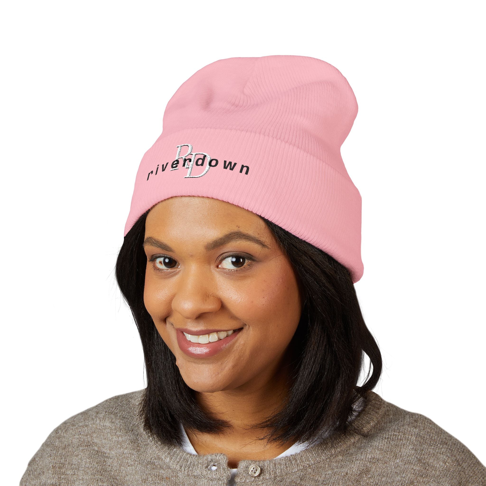 92 - RD Embroidered Cuffed Beanie — Classic Knit Hat, Bold Yellow