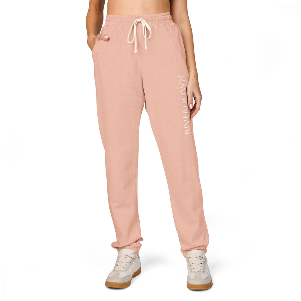 6 - Pants Sweats Vertical Script Multi Colors Joggers — Cozy Garment-Dyed Fleece Sweatpants with Side Text