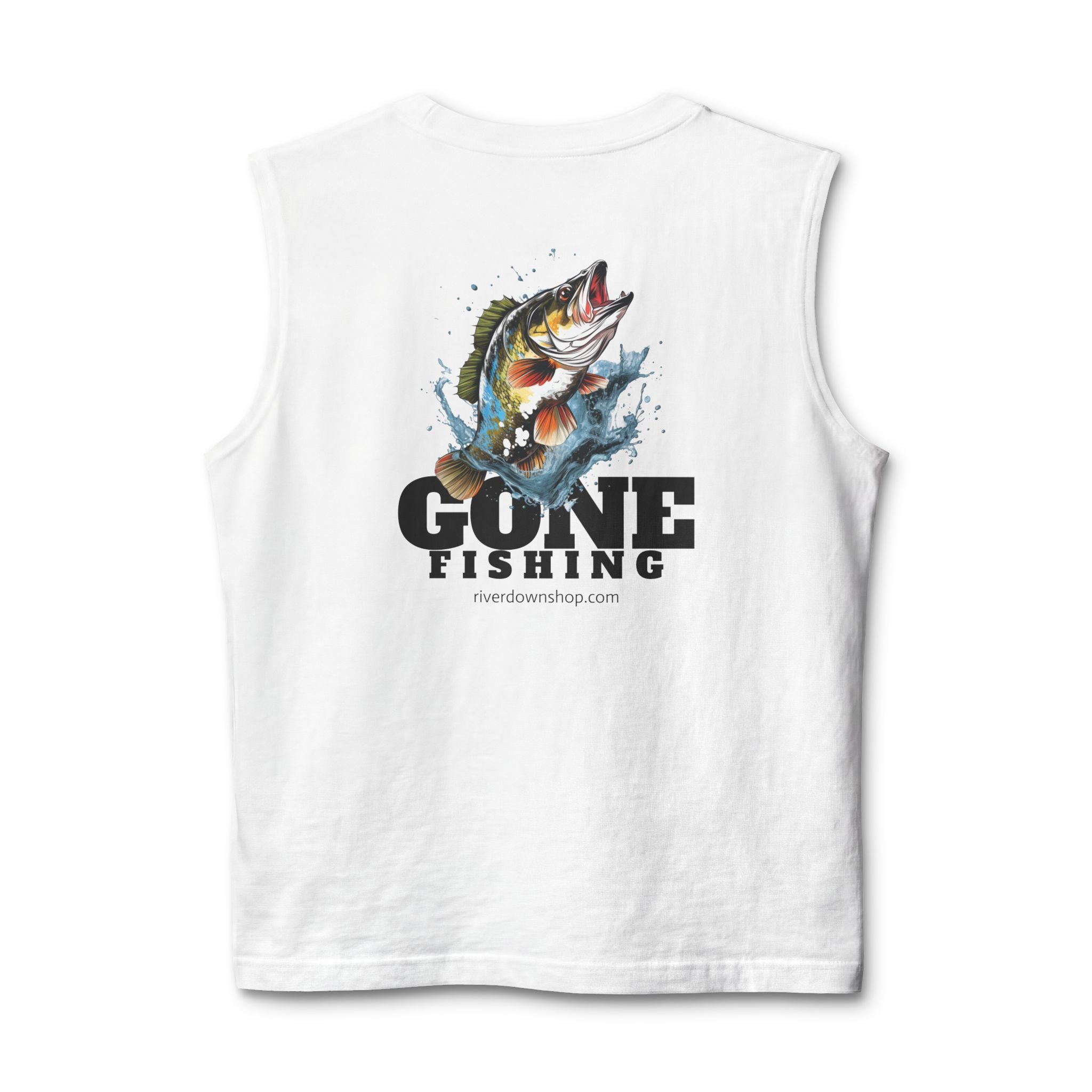 14 - Gone Fishing Muscle Tank — Retro Palm Court Summer Tank Top