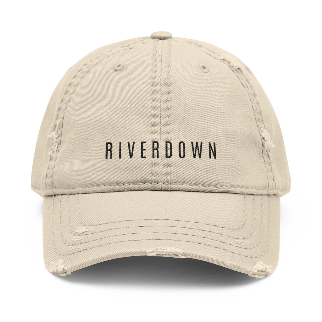 92 - Riverdown Embroidered Distressed Dad Hat - Embroidered Vintage Beach Cap