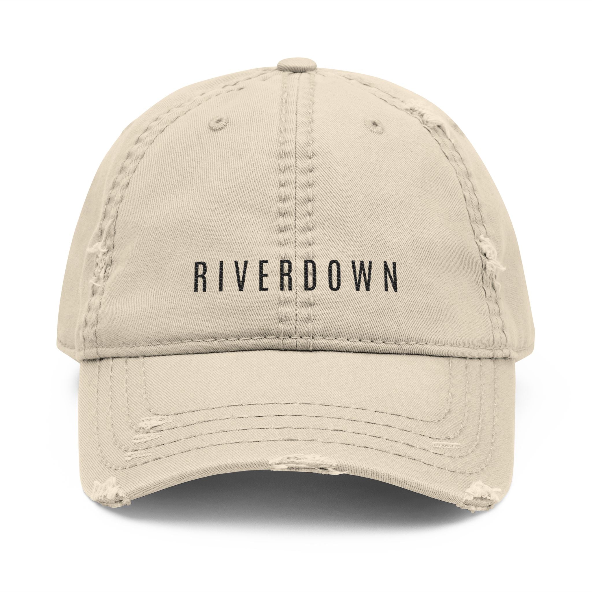 92 - Riverdown Embroidered Distressed Dad Hat - Embroidered Vintage Beach Cap