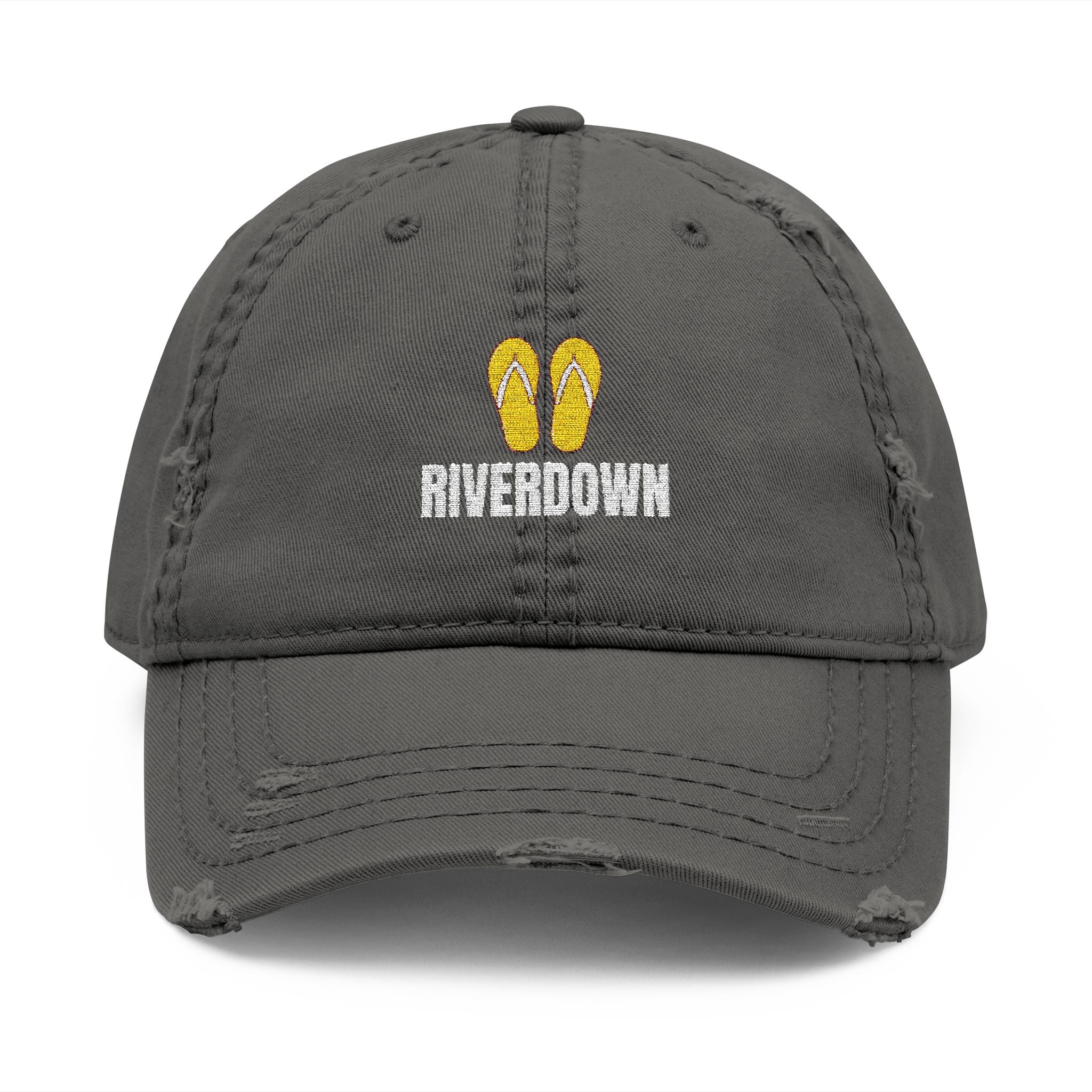 92 - Sandals - Distressed Embroidered Dad Hat — Flip Flop & 'Avgrown' Logo