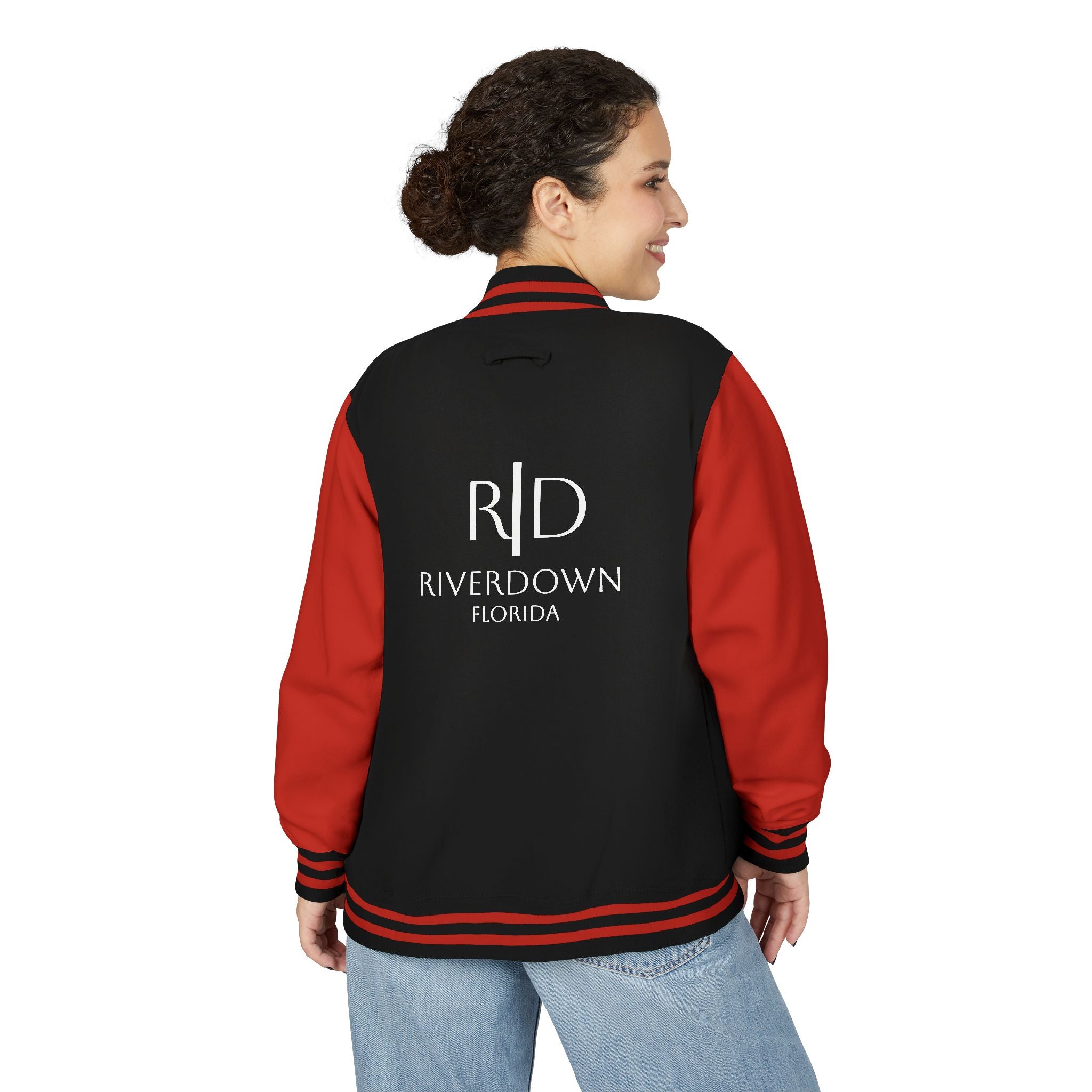 52 - Jacket Letterman - Classic Black & White Varsity Style with 'R|D' Chest Logo