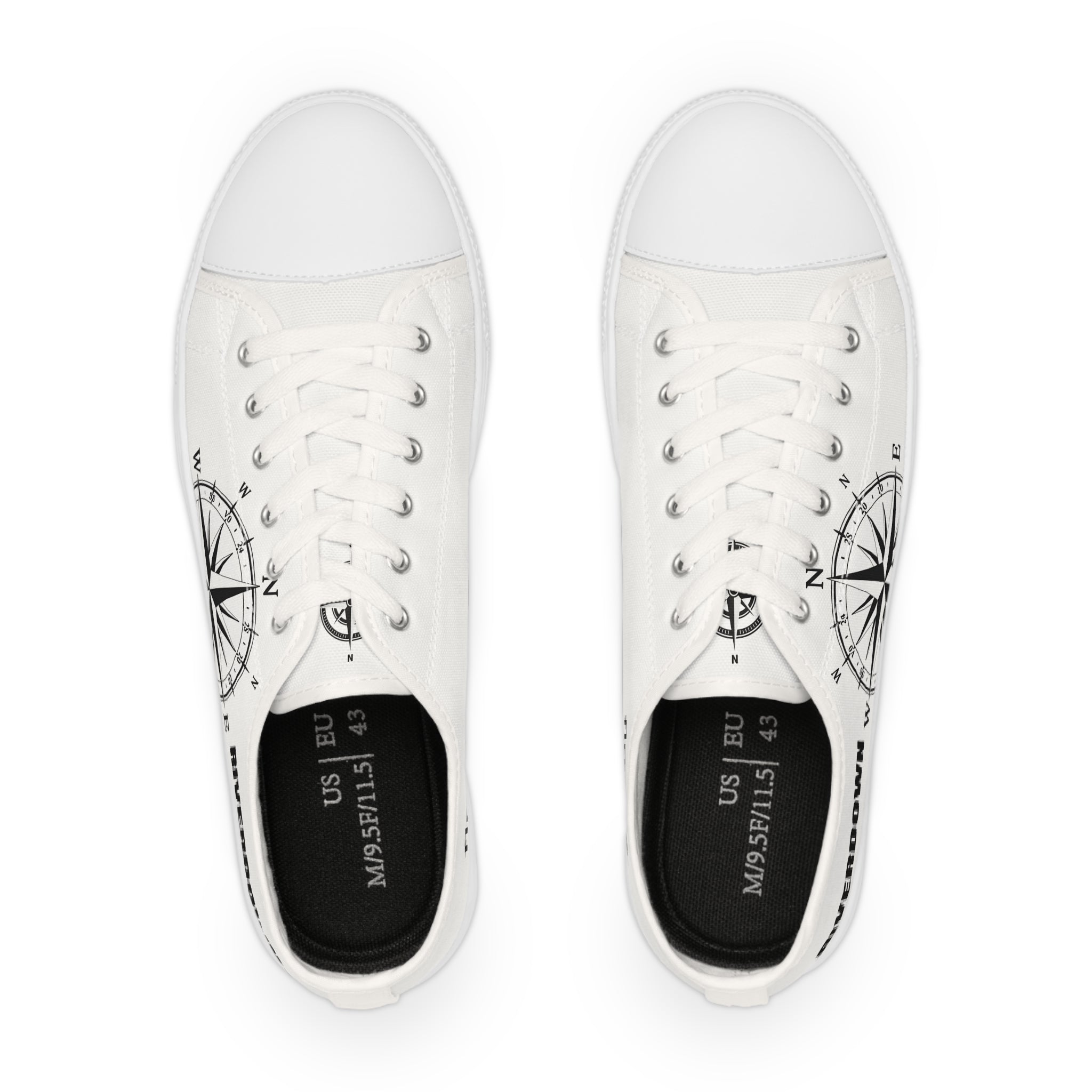 81 - Men’s Compass Graphic Low Top Sneakers — Men's Nautical Casual Shoes