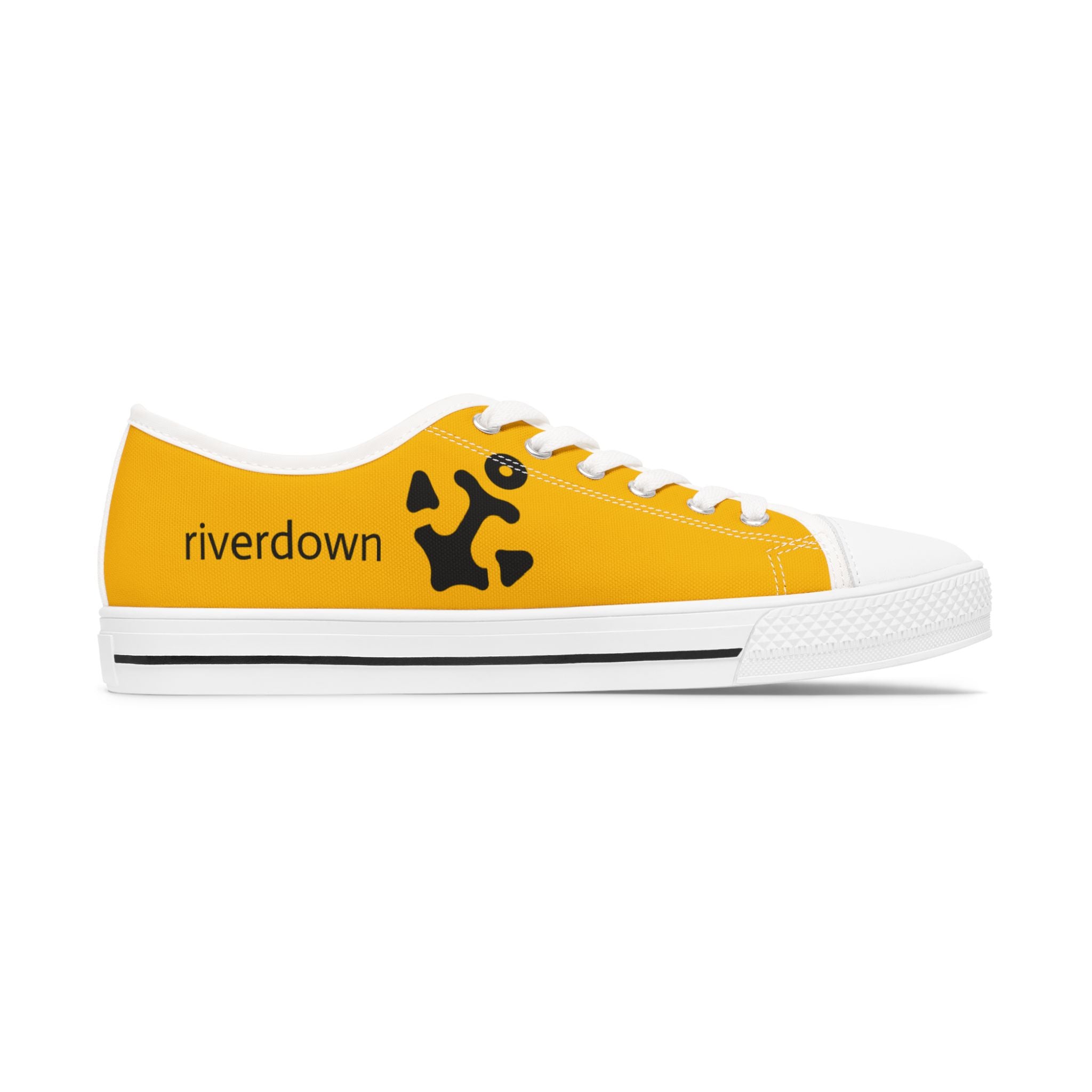 81 - Women’s Yellow Low Top Sneakers — Casual Women's Canvas Shoes with Black Logo Accent