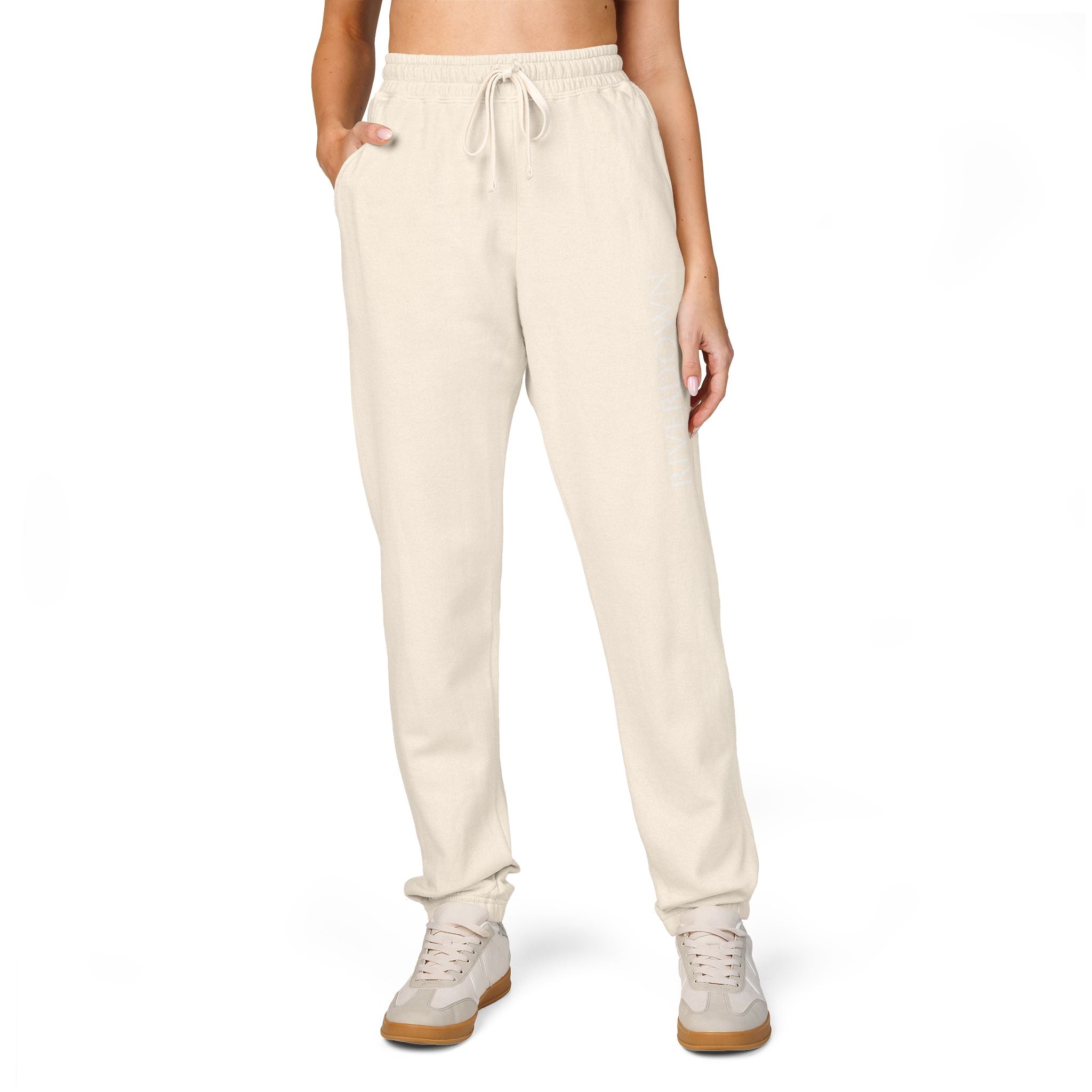 6 - Pants Sweats Vertical Script Multi Colors Joggers — Cozy Garment-Dyed Fleece Sweatpants with Side Text
